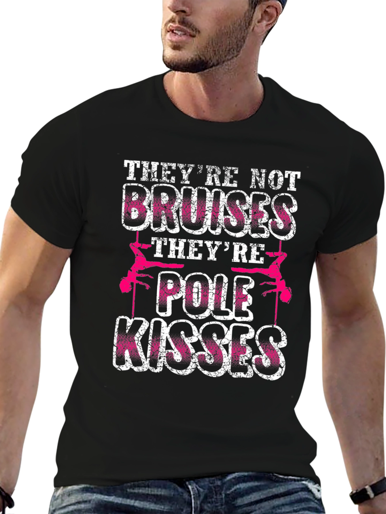 Black Pole Kisses Graphic T-Shirt - Funny Pole Dancing Tee view 6