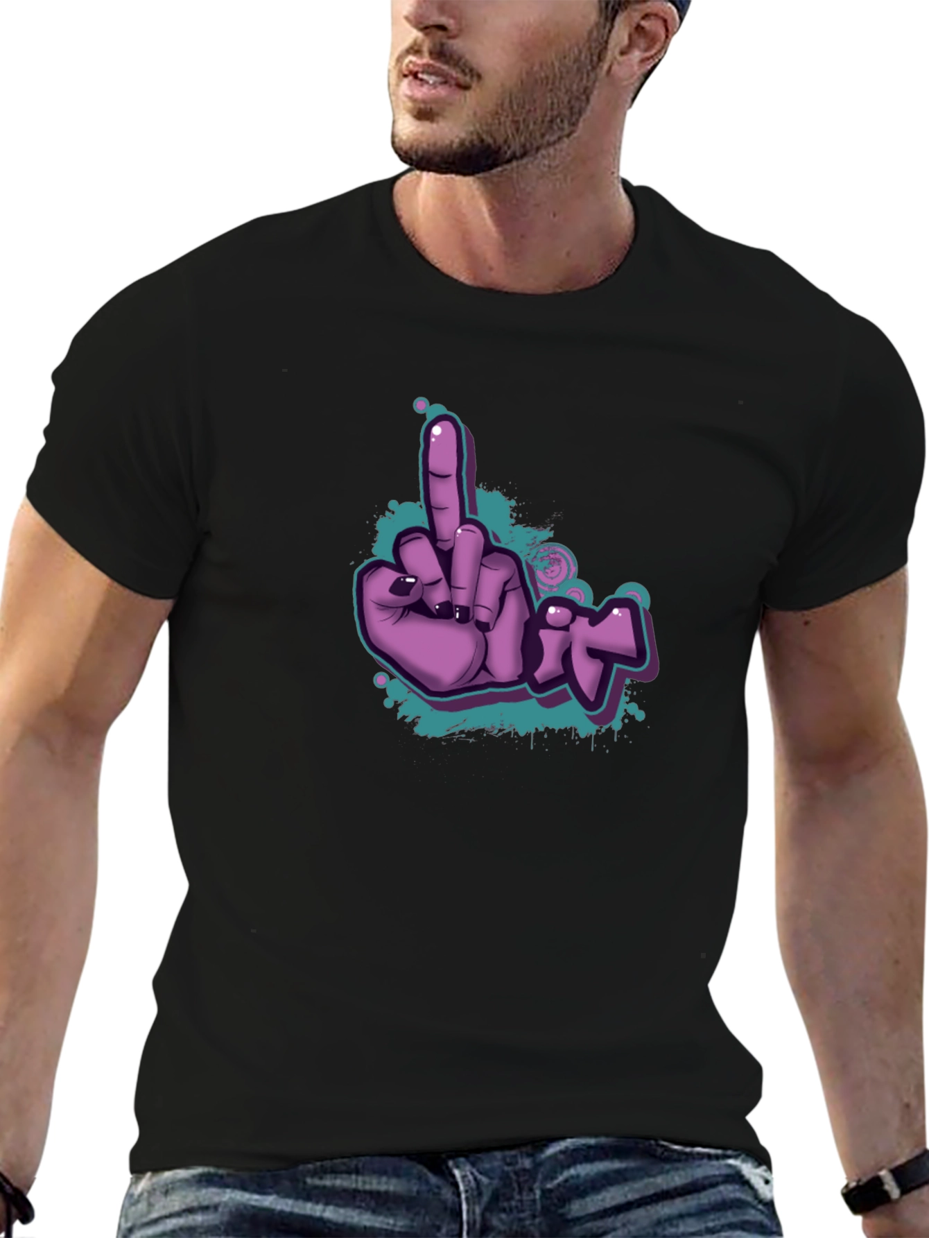 Black Flippin' Fun T-Shirt - Purple Graphic Tee view 6