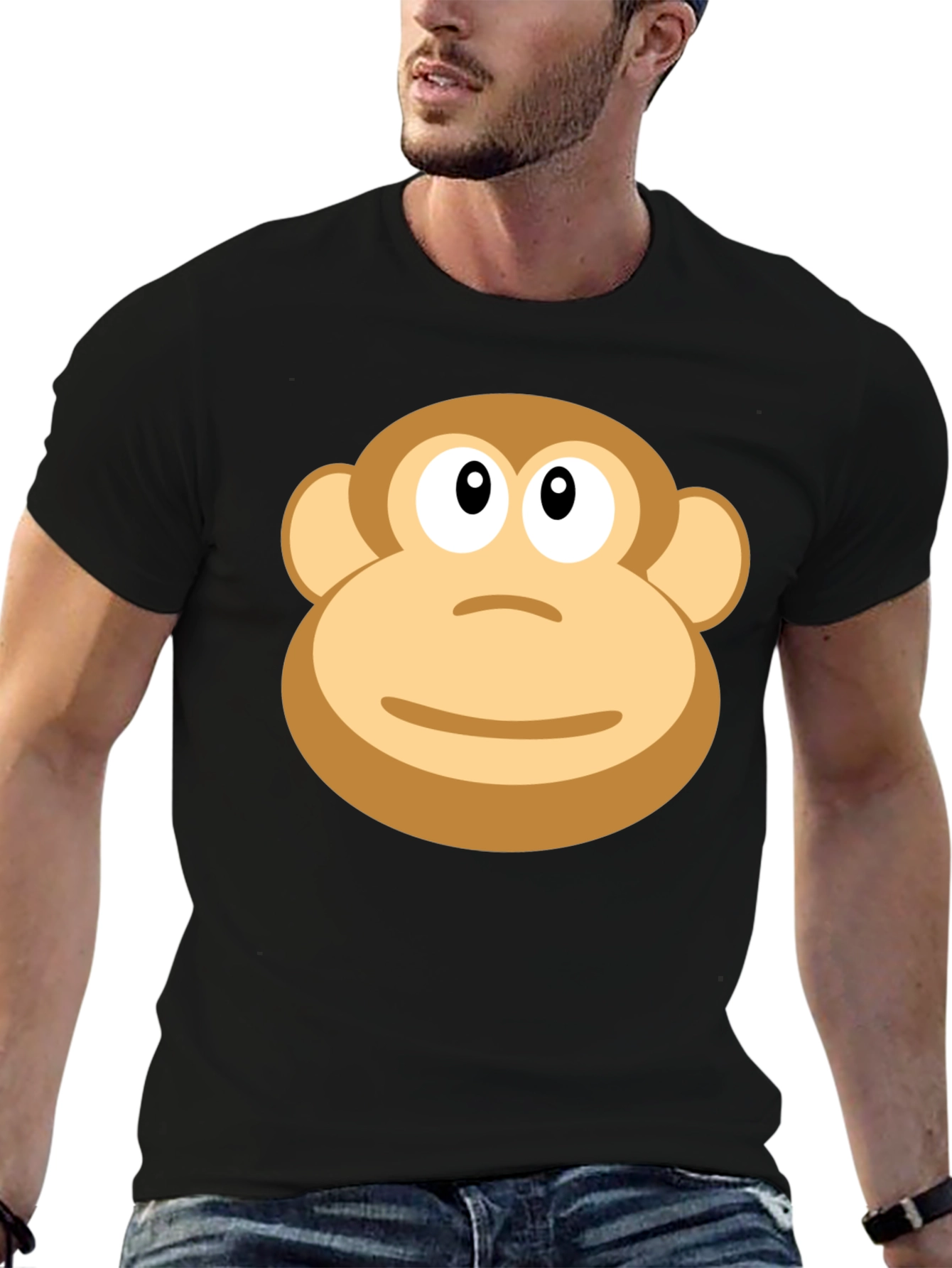 Black Monkey Face Graphic T-Shirt - Casual Black Tee view 6