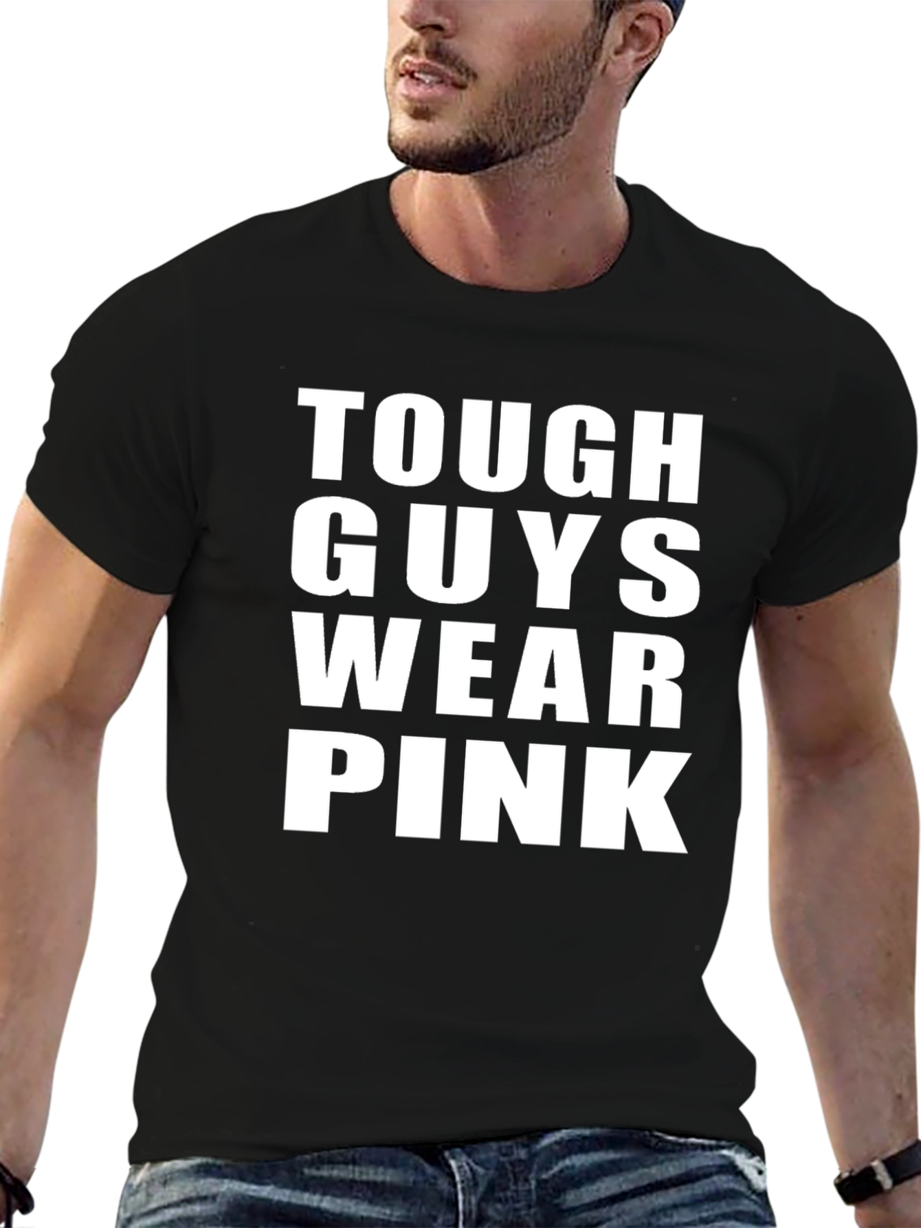 Black Tough Guys Wear Pink Graphic T-Shirt view 6