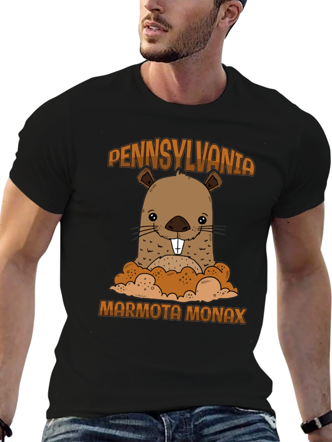 Black Pennsylvania Marmota Monax Groundhog T-Shirt view 6