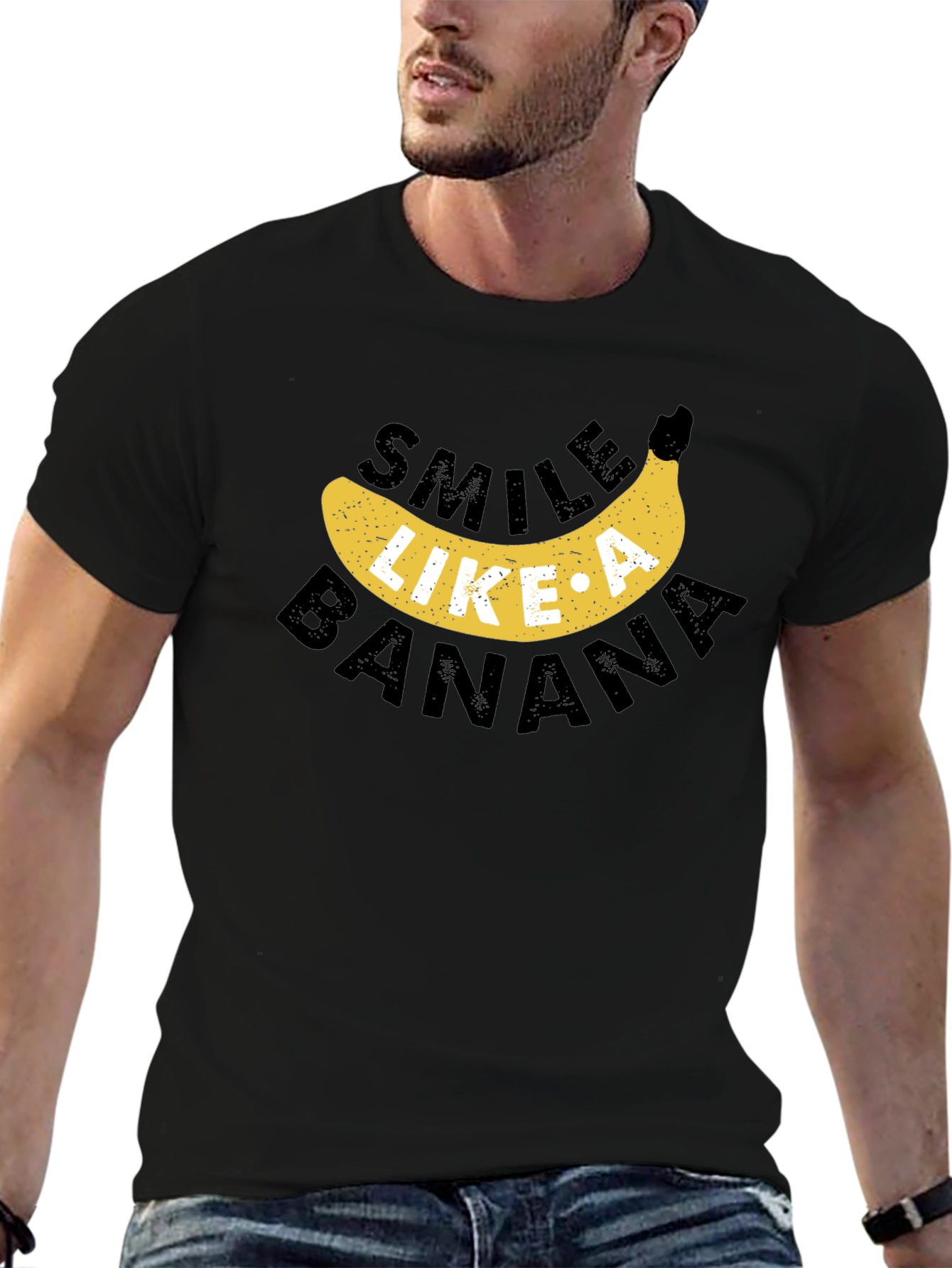 Black Smile Like A Banana Graphic Tee view 6