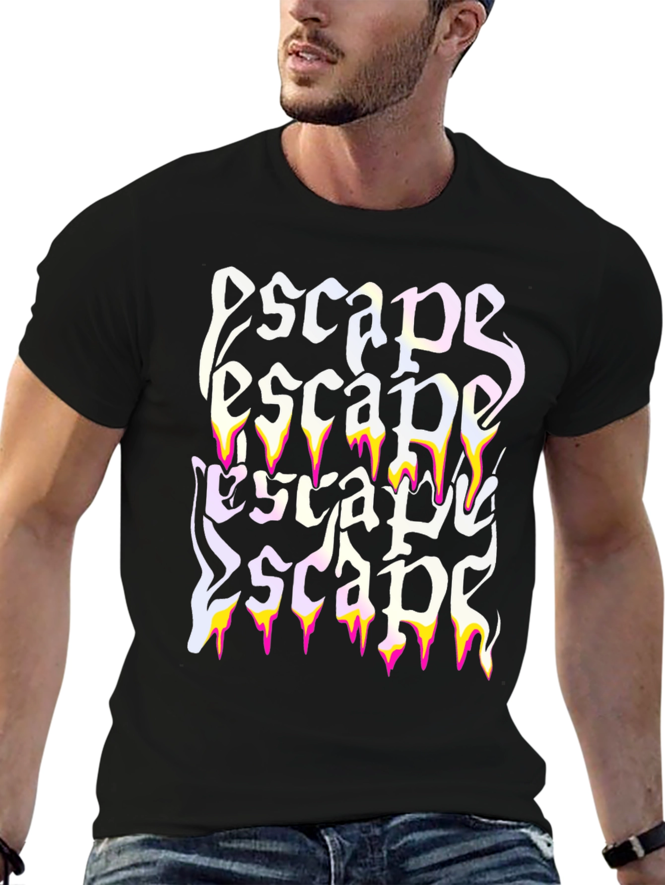 Black Escape Graphic Print Black T-Shirt view 6