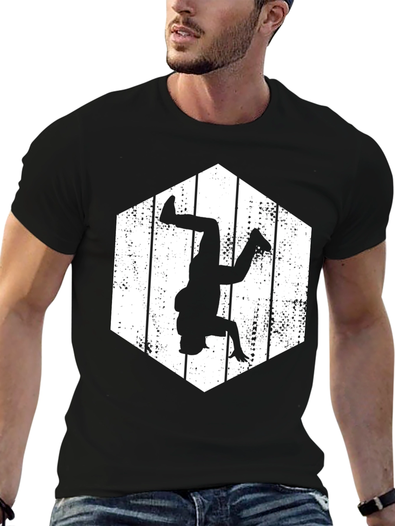 Black Black Hexagon Breakdancer Graphic Tee view 6