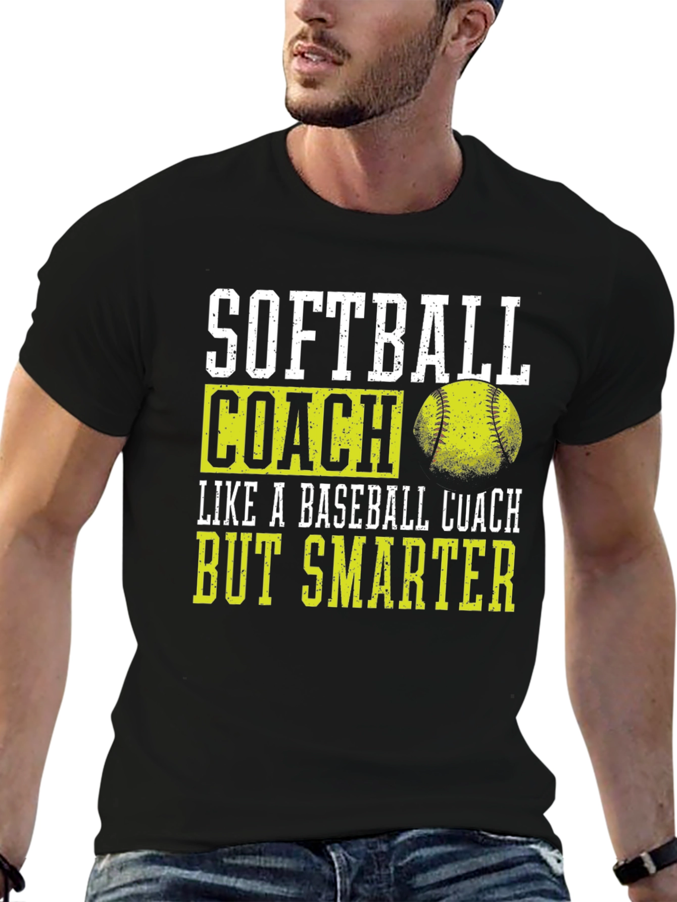 Black Softball Coach Smarter Graphic Tee view 6