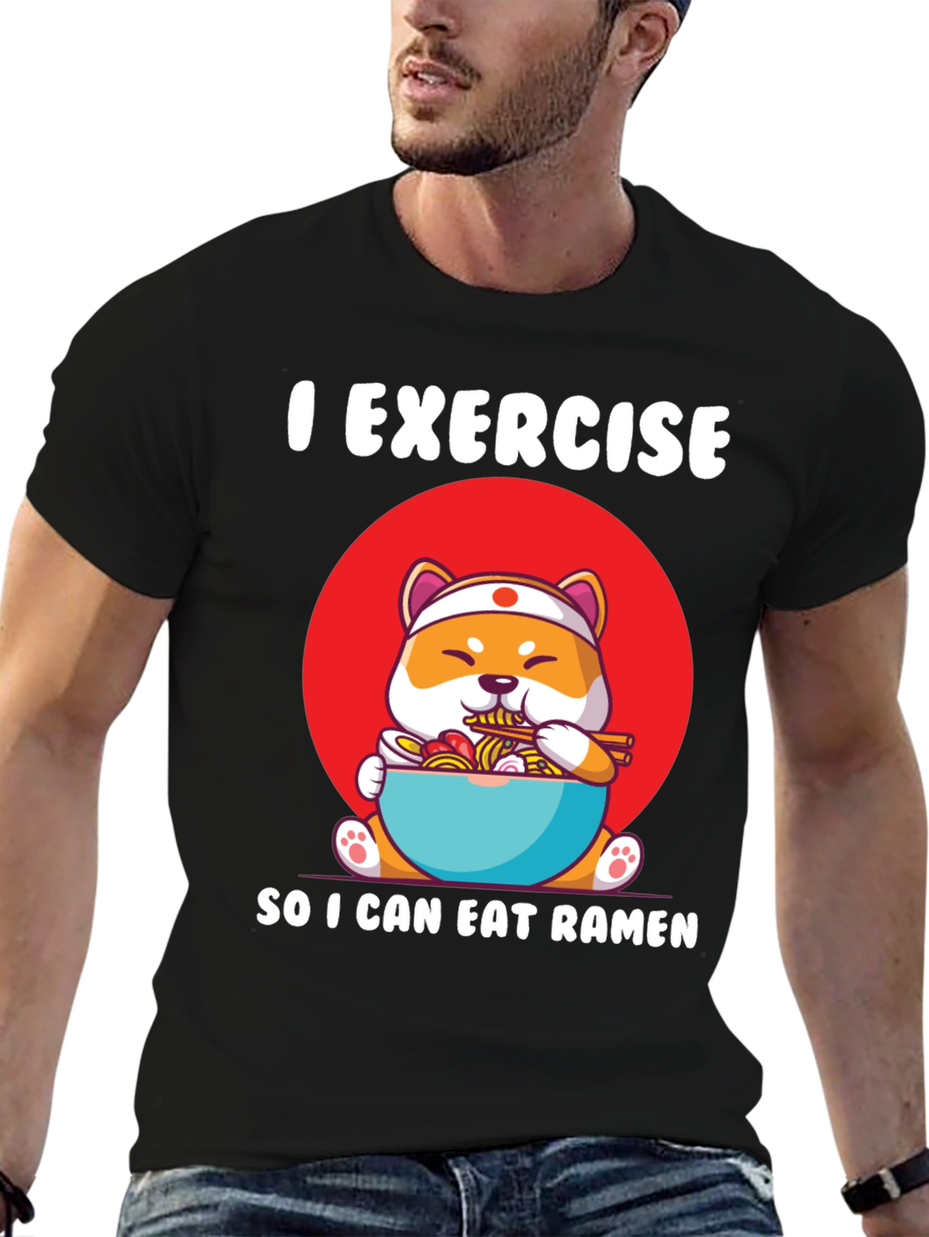 Black Exercise for Ramen T-Shirt view 6