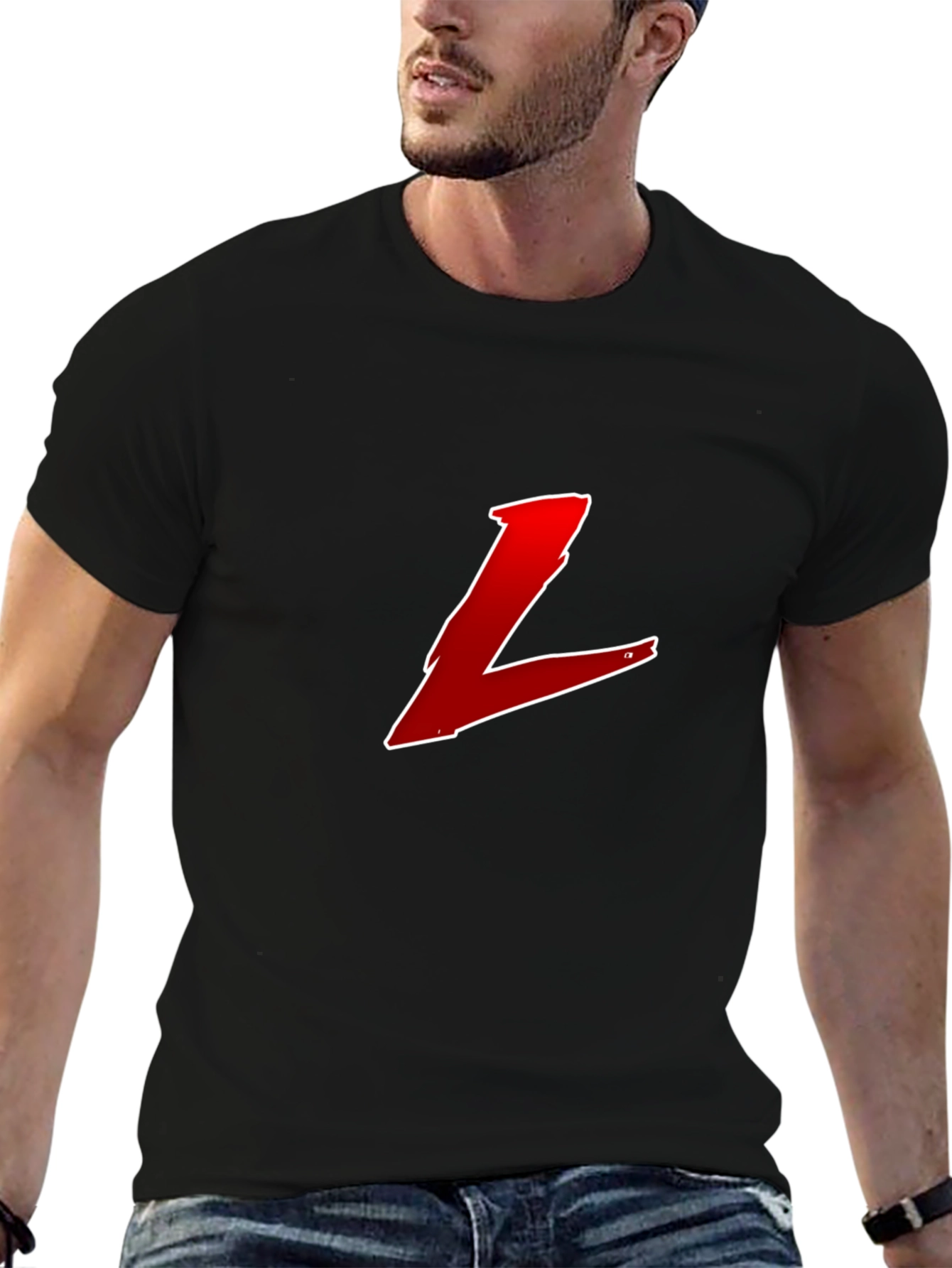 Black Red L Graphic Black T-Shirt view 6