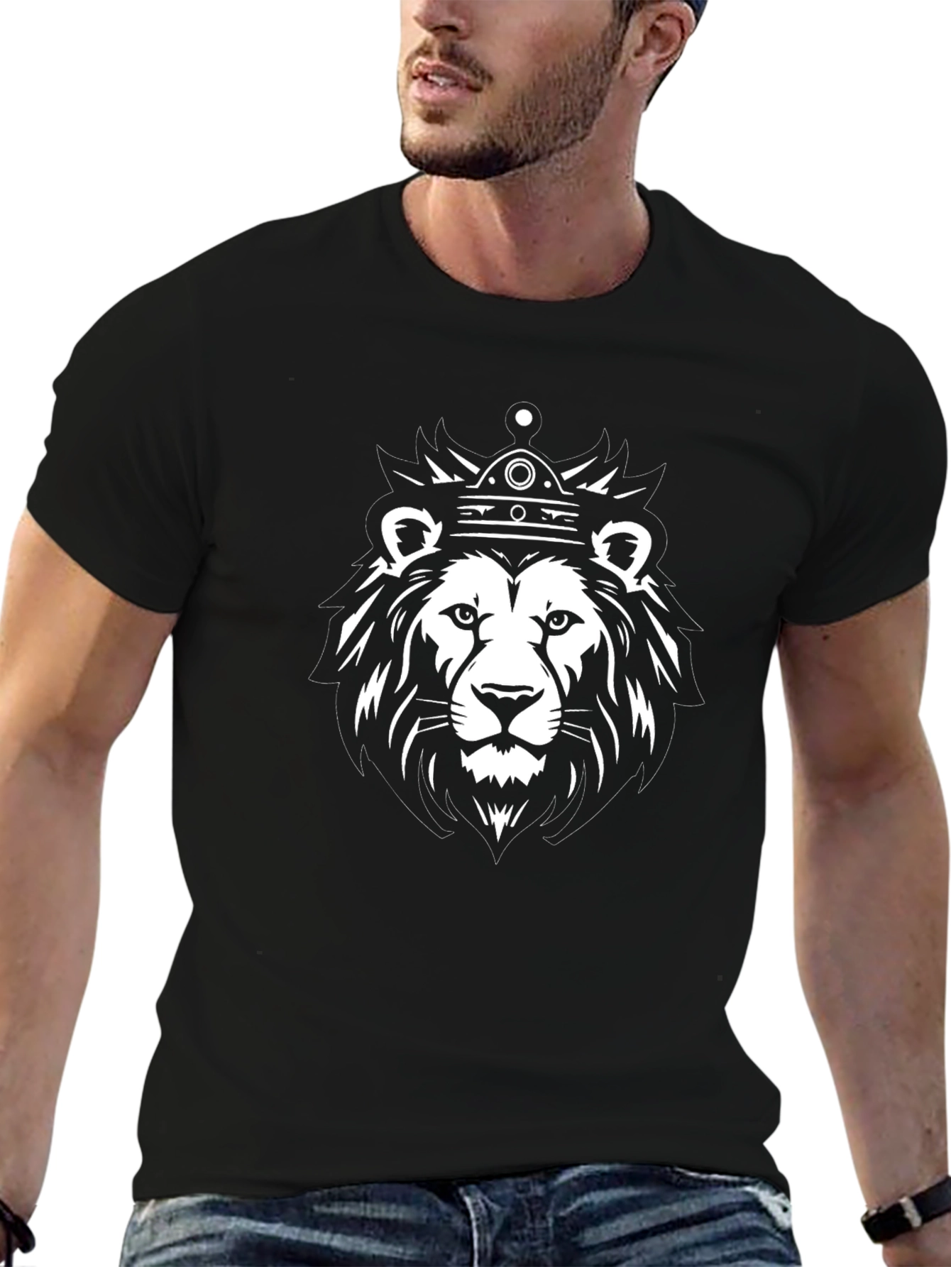 Black Lion King Graphic Tee - Black Cotton Blend view 6