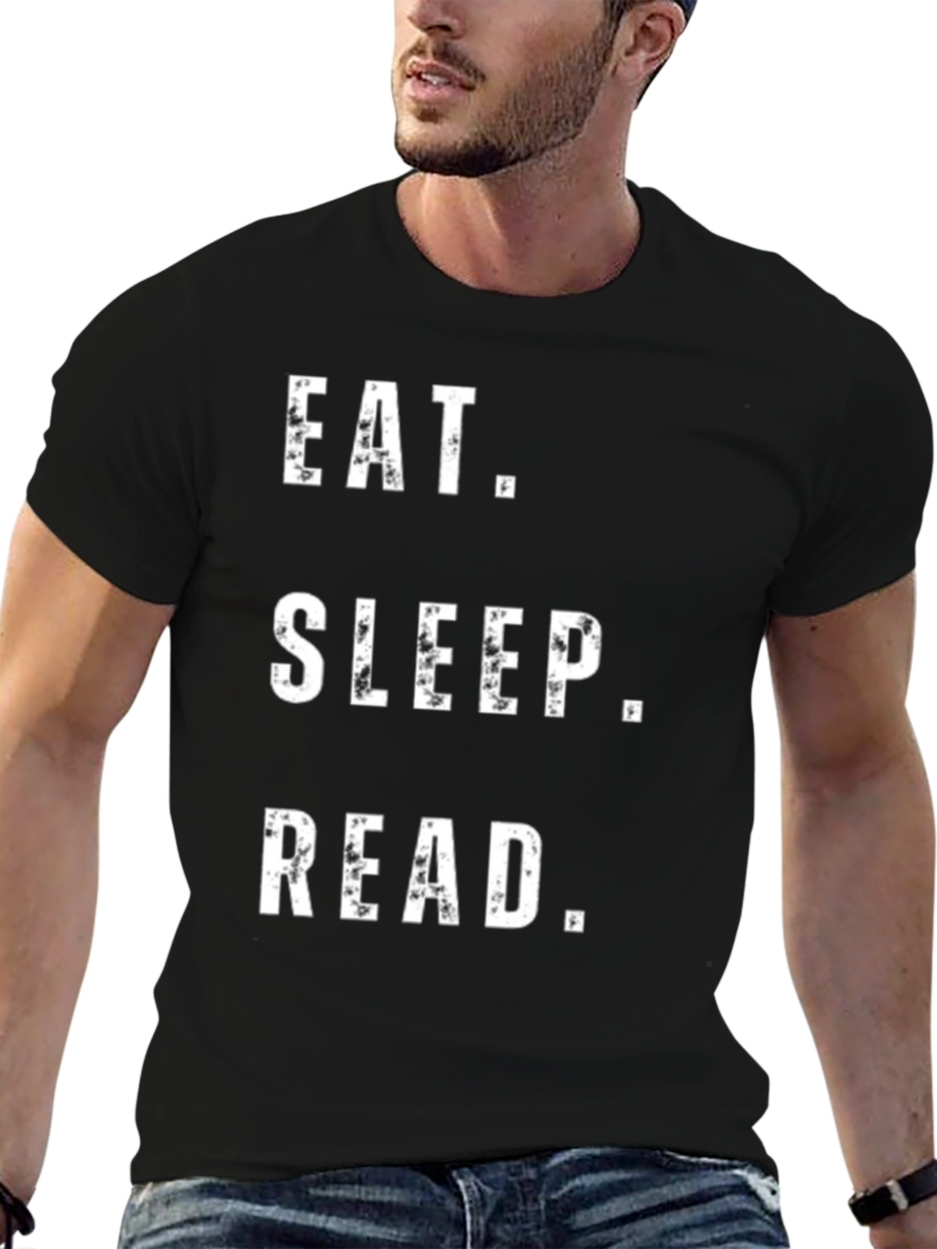 Black Eat Sleep Read T-Shirt - Book Lover Tee view 6