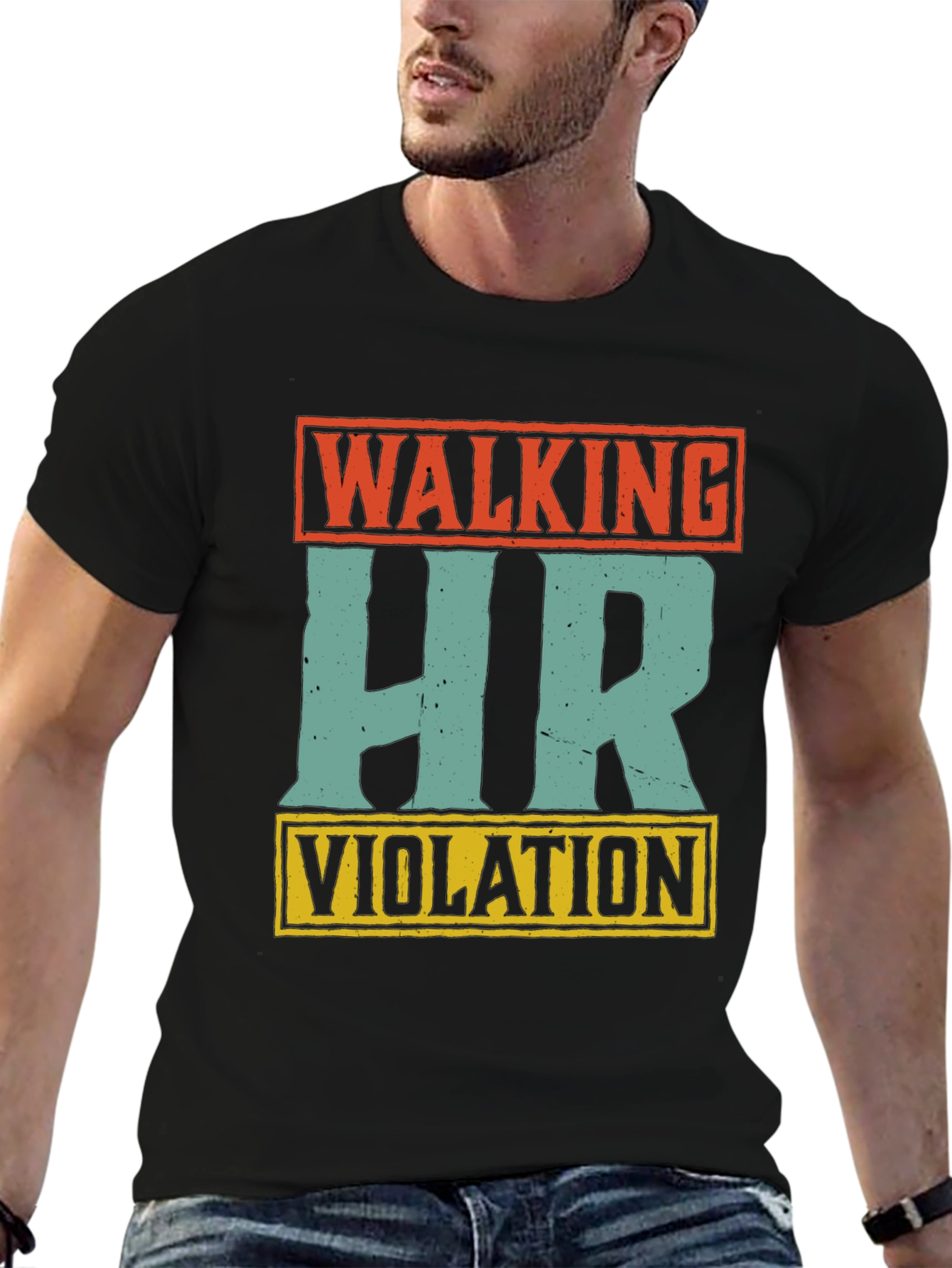 Black Walking HR Violation Graphic Tee view 6