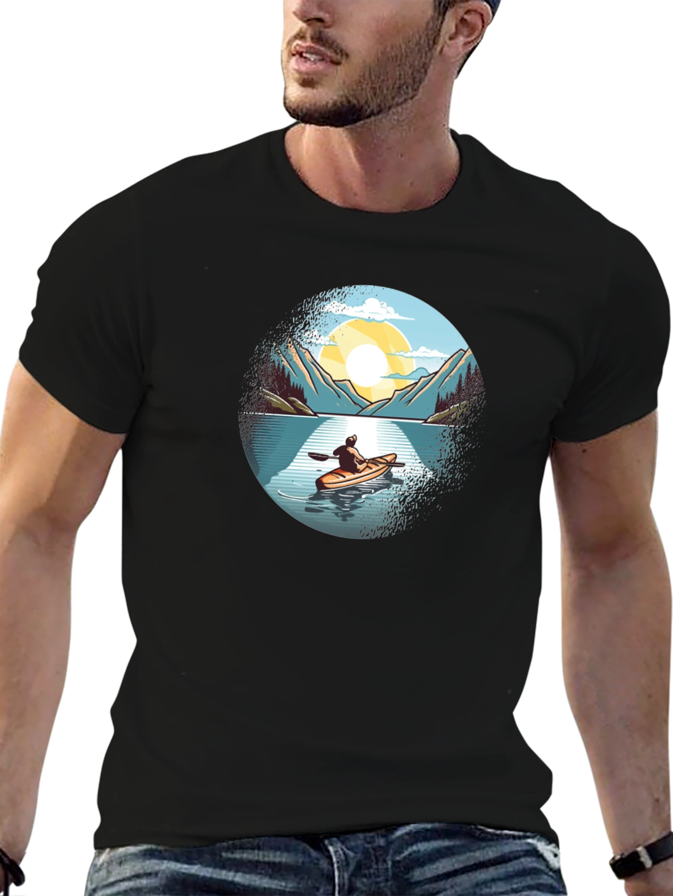 Black Kayaking Adventure Graphic Tee view 6