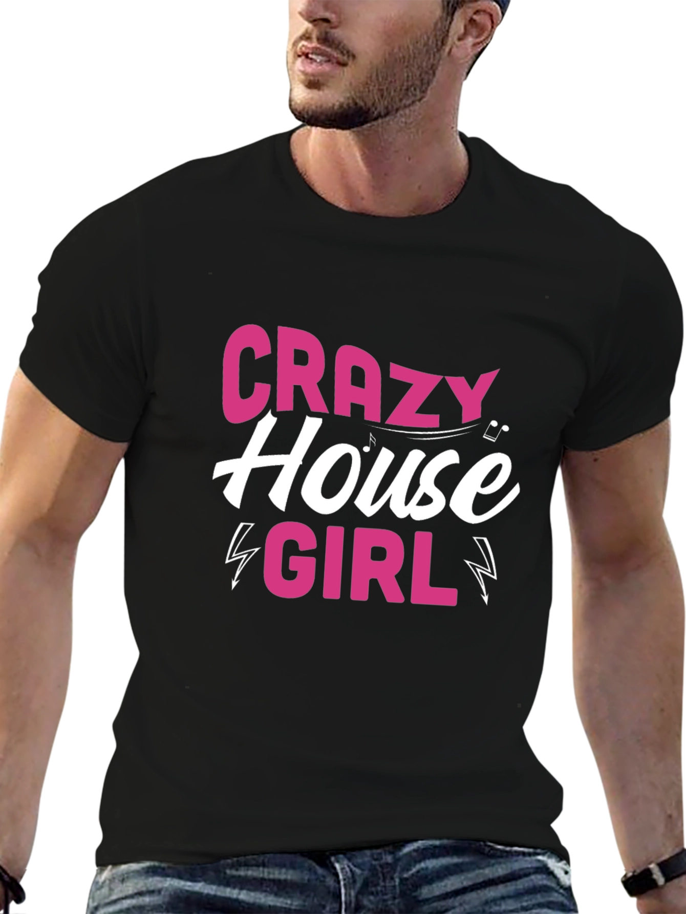 Black Crazy House Girl Black T-Shirt view 6