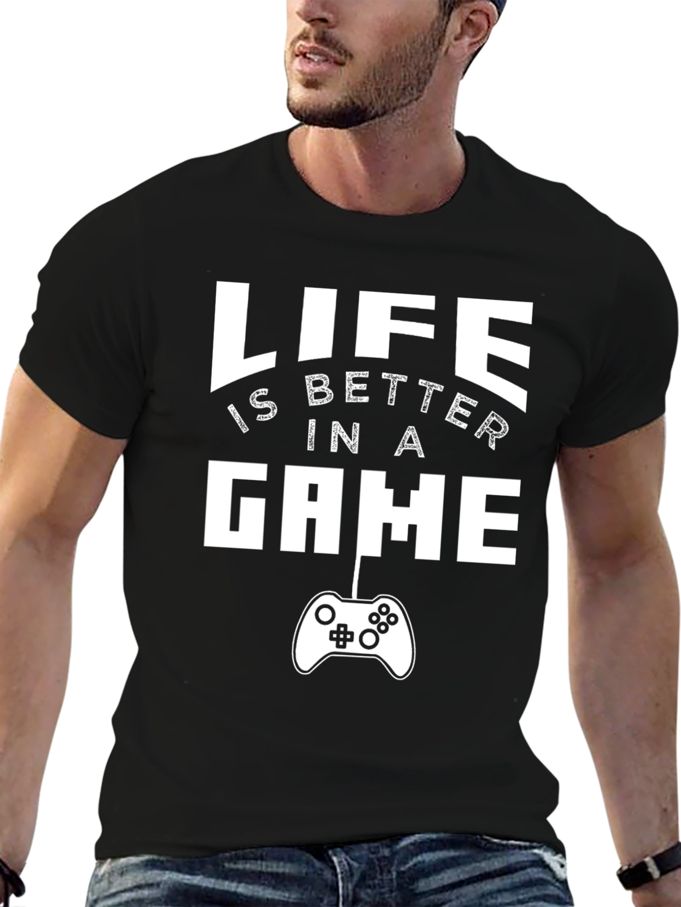 Black Life is Better in a Game Black Graphic Tee view 6