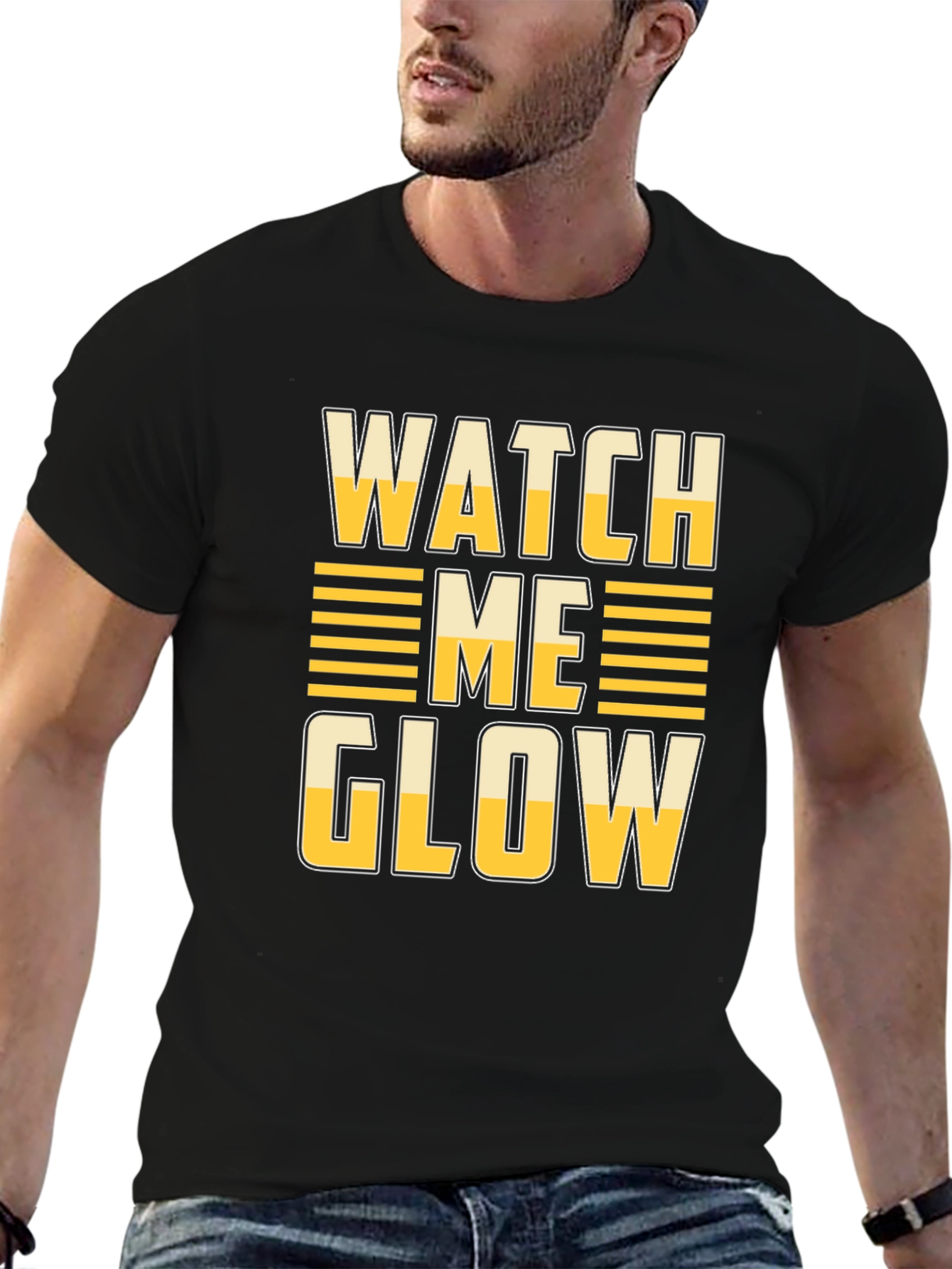 Black Watch Me Glow Graphic Tee - Stylish Unisex T-Shirt view 6