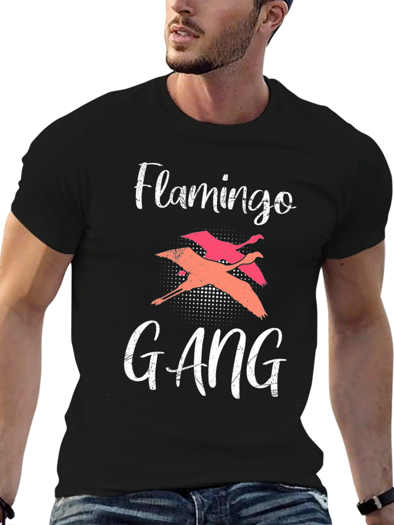 Black Flamingo Gang Black Graphic Tee view 6