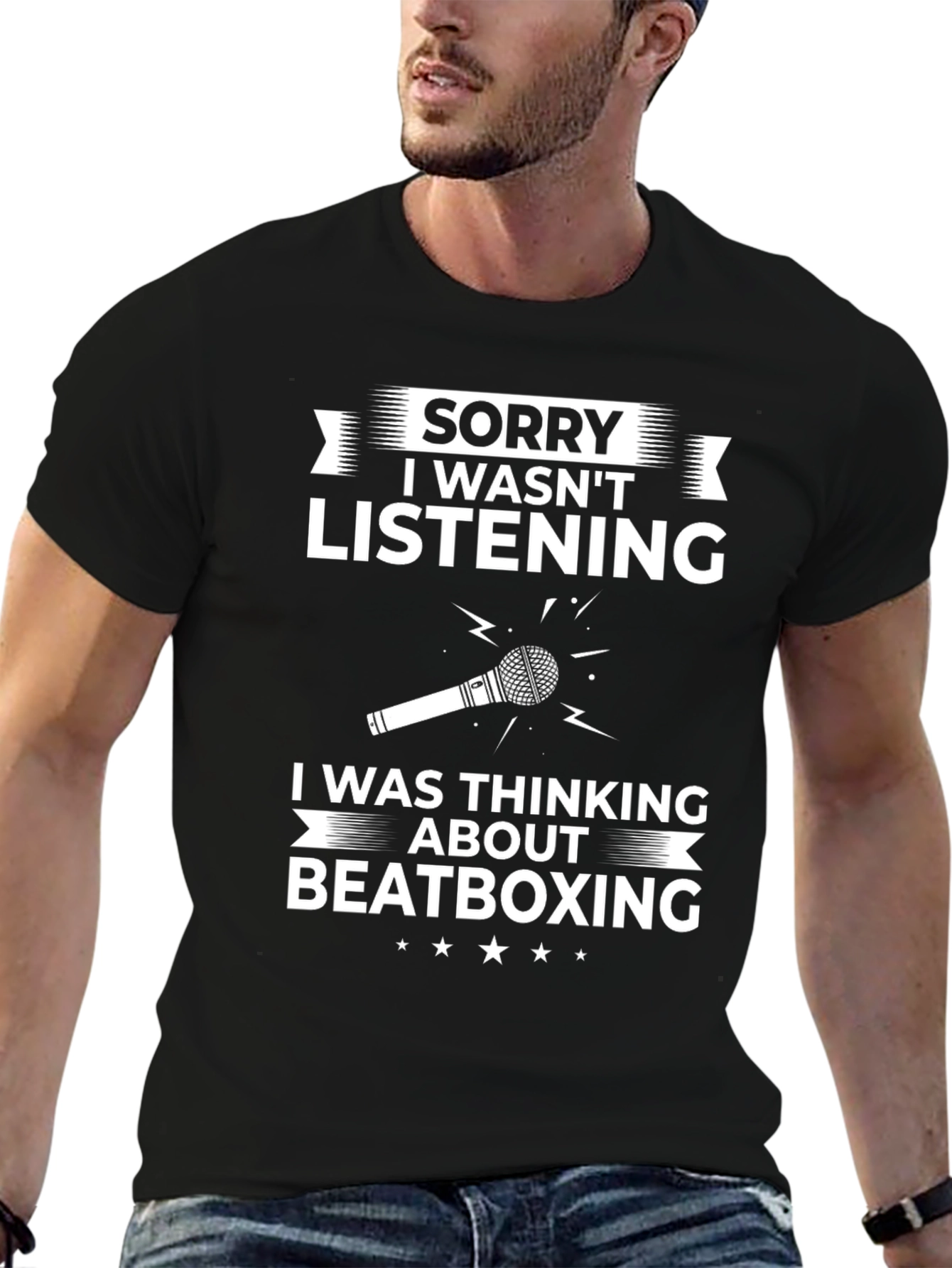 Black Beatboxing Graphic T-Shirt Funny Tee view 6