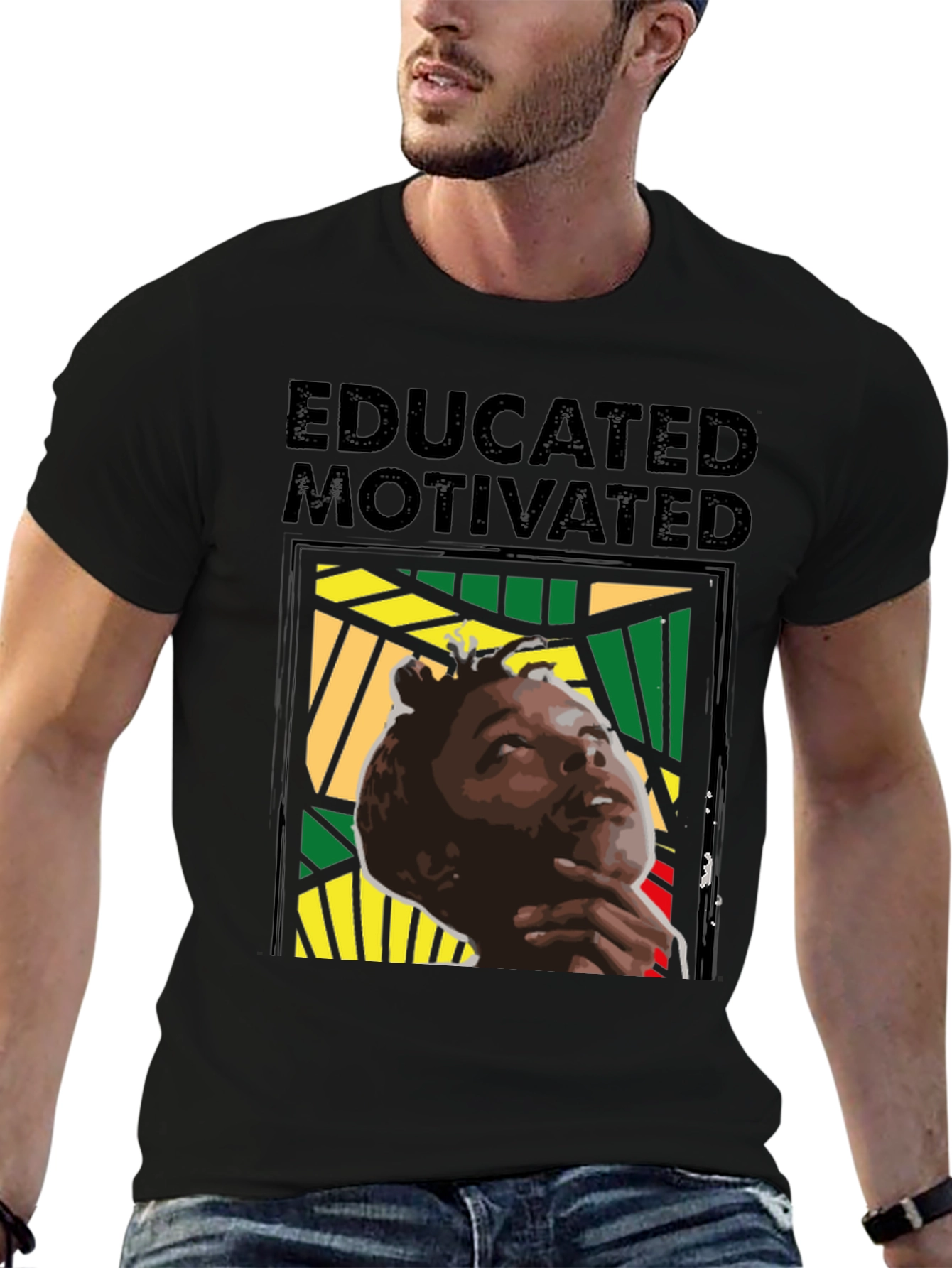 Black Educated & Motivated Graphic Tee view 6