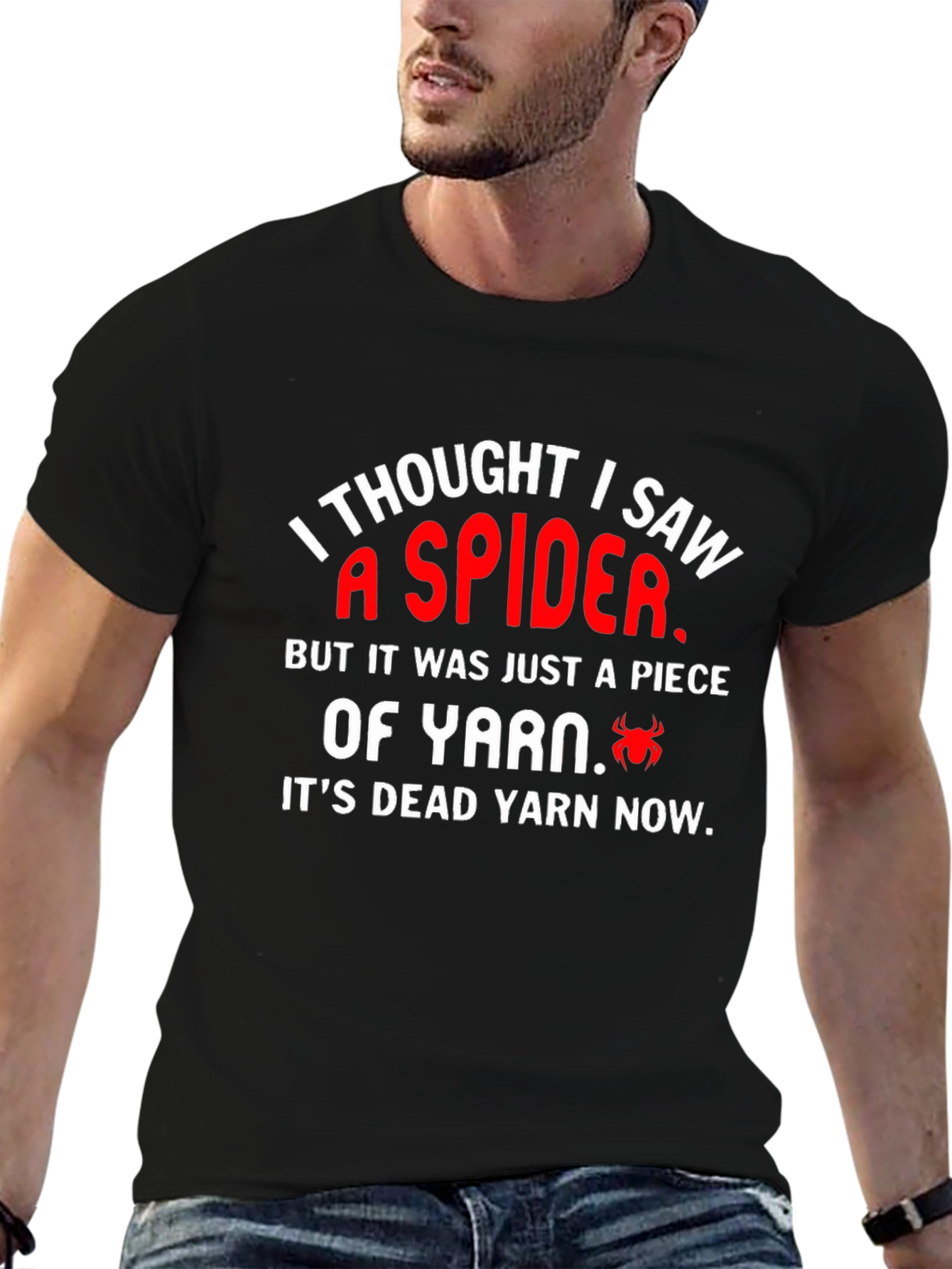Black Funny Spider Yarn T-Shirt view 6