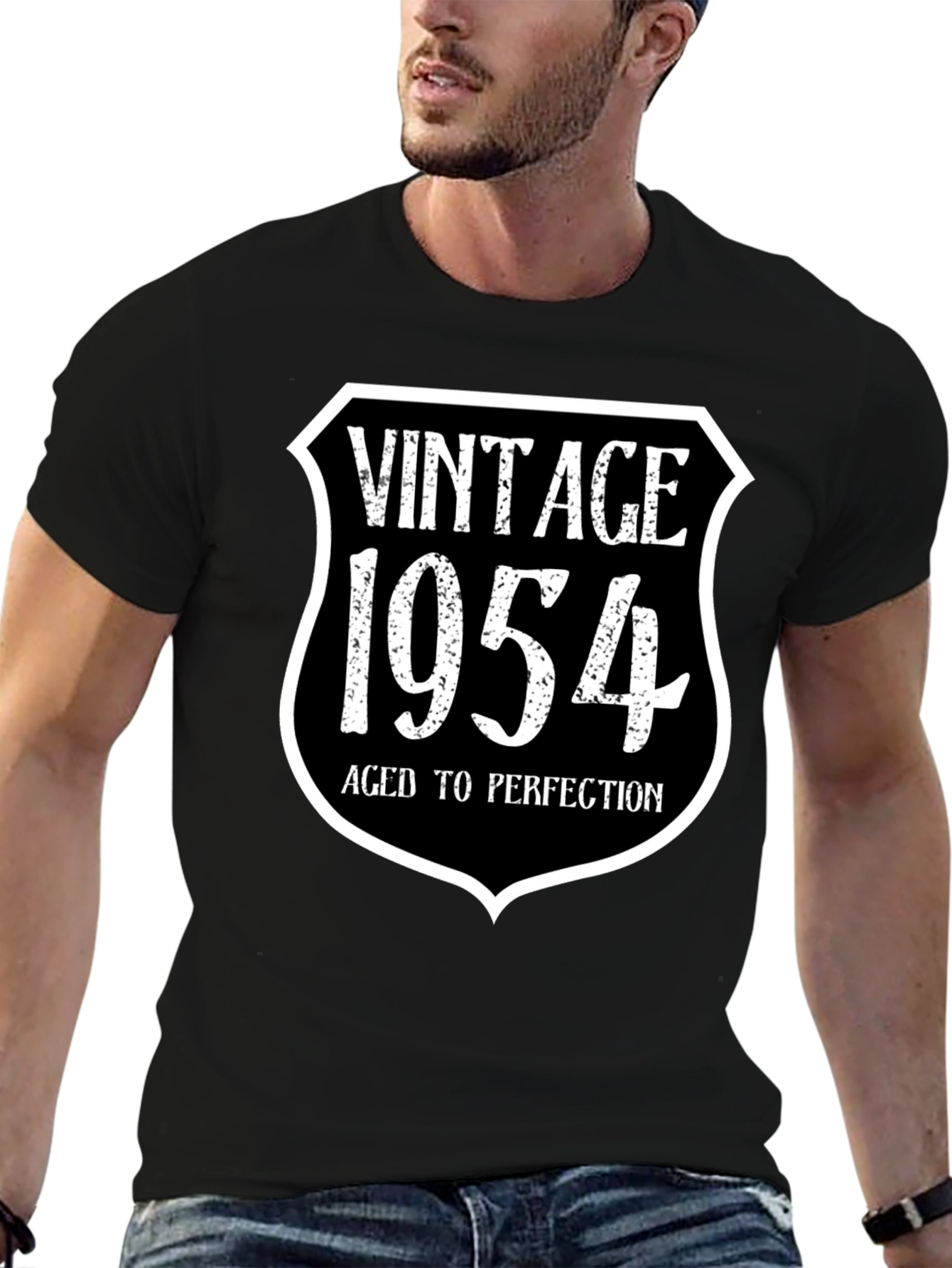 Black Vintage 1954 Aged To Perfection Black T-Shirt view 6