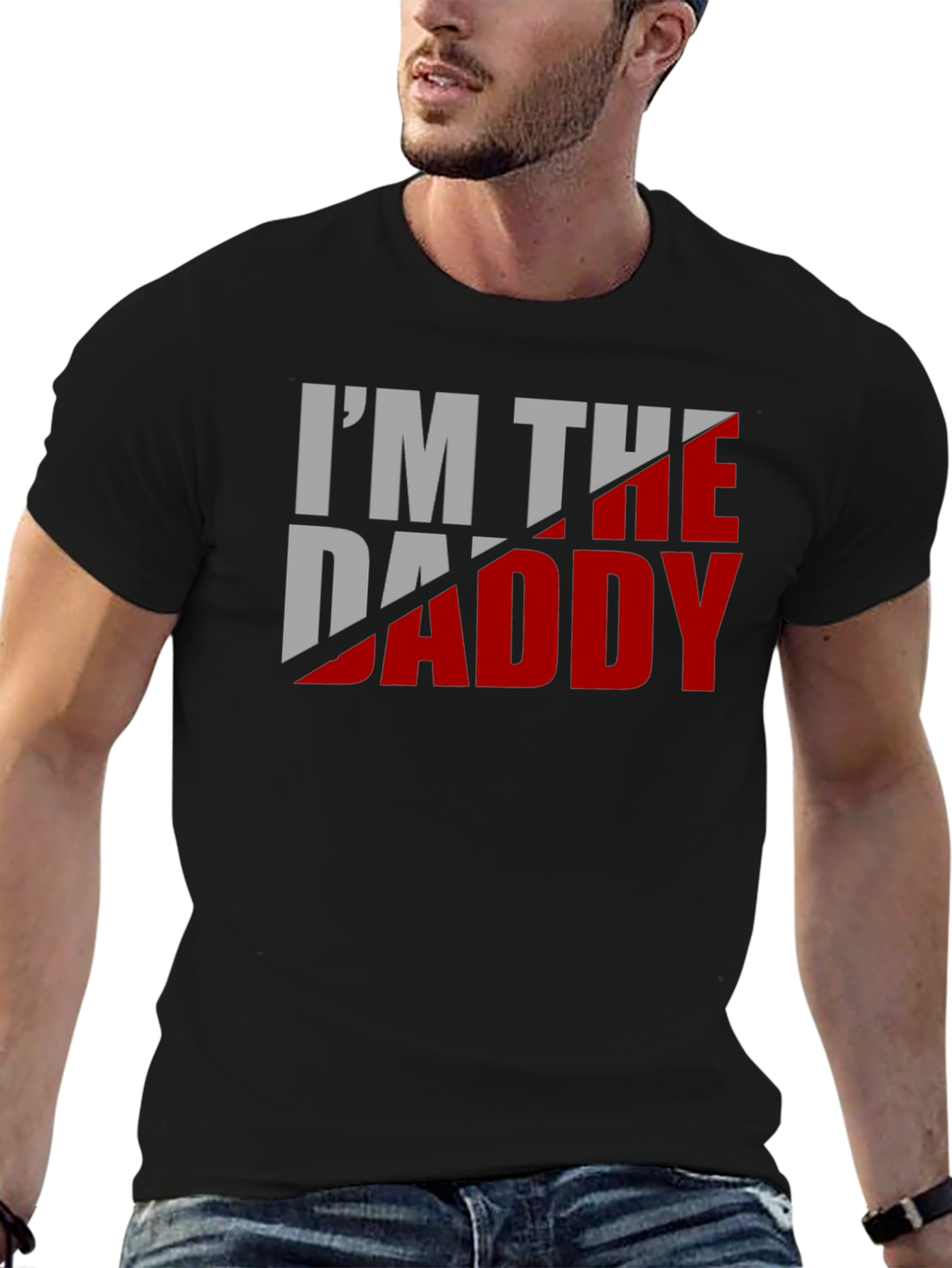 Black I'm The Daddy Graphic Tee - Black Cotton T-Shirt view 6