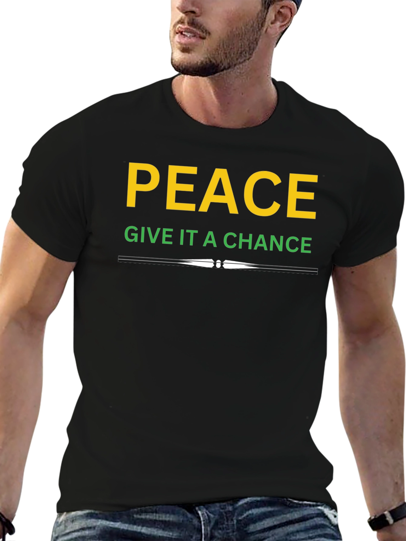 Black Peace Give It A Chance T-Shirt - Black view 6