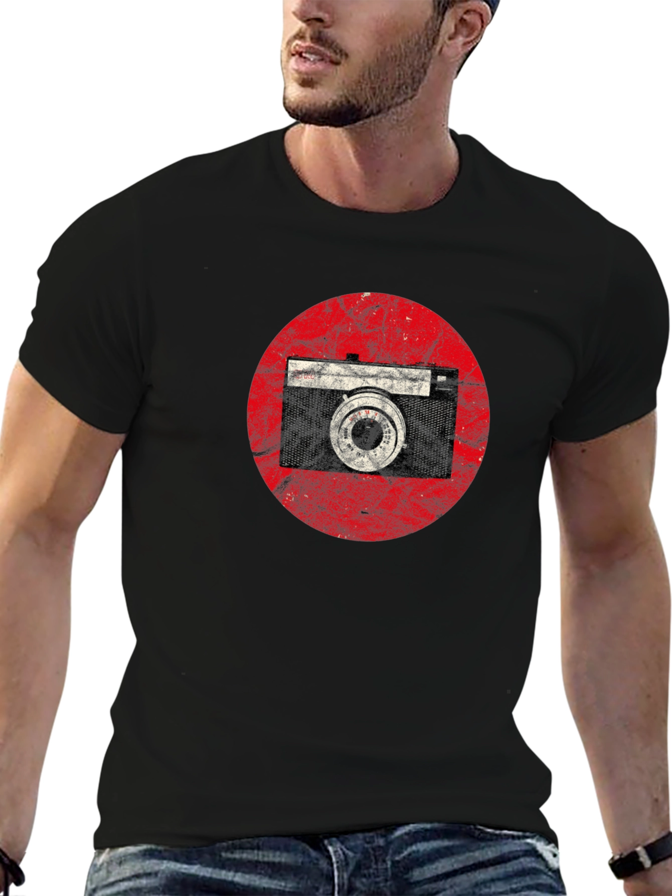 Black Retro Camera Graphic Tee - Vintage Style Shirt view 6