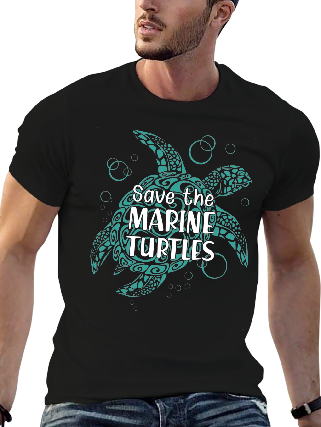Black Save the Marine Turtles Graphic Tee view 6