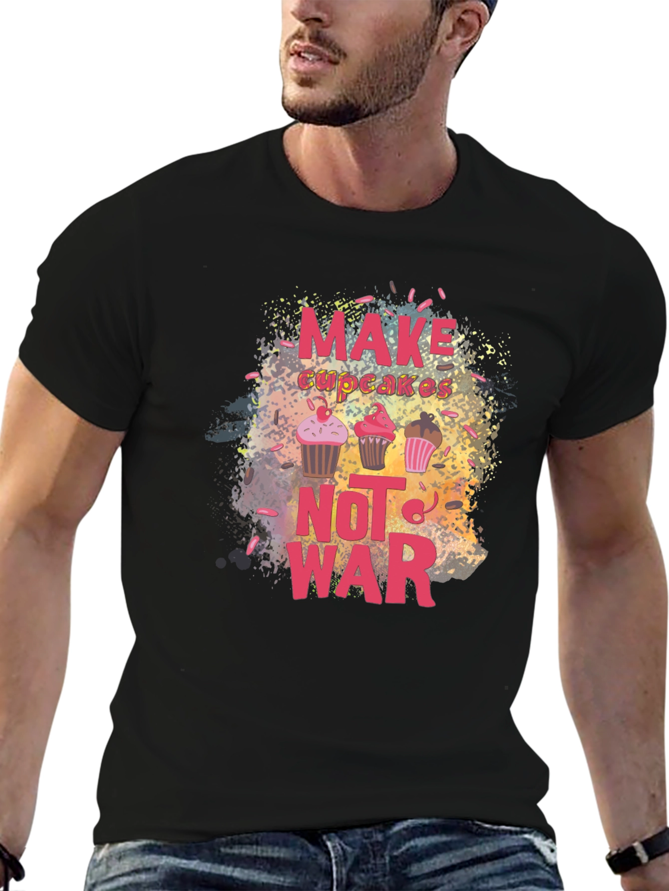 Black Make Cupcakes Not War Graphic Tee view 6