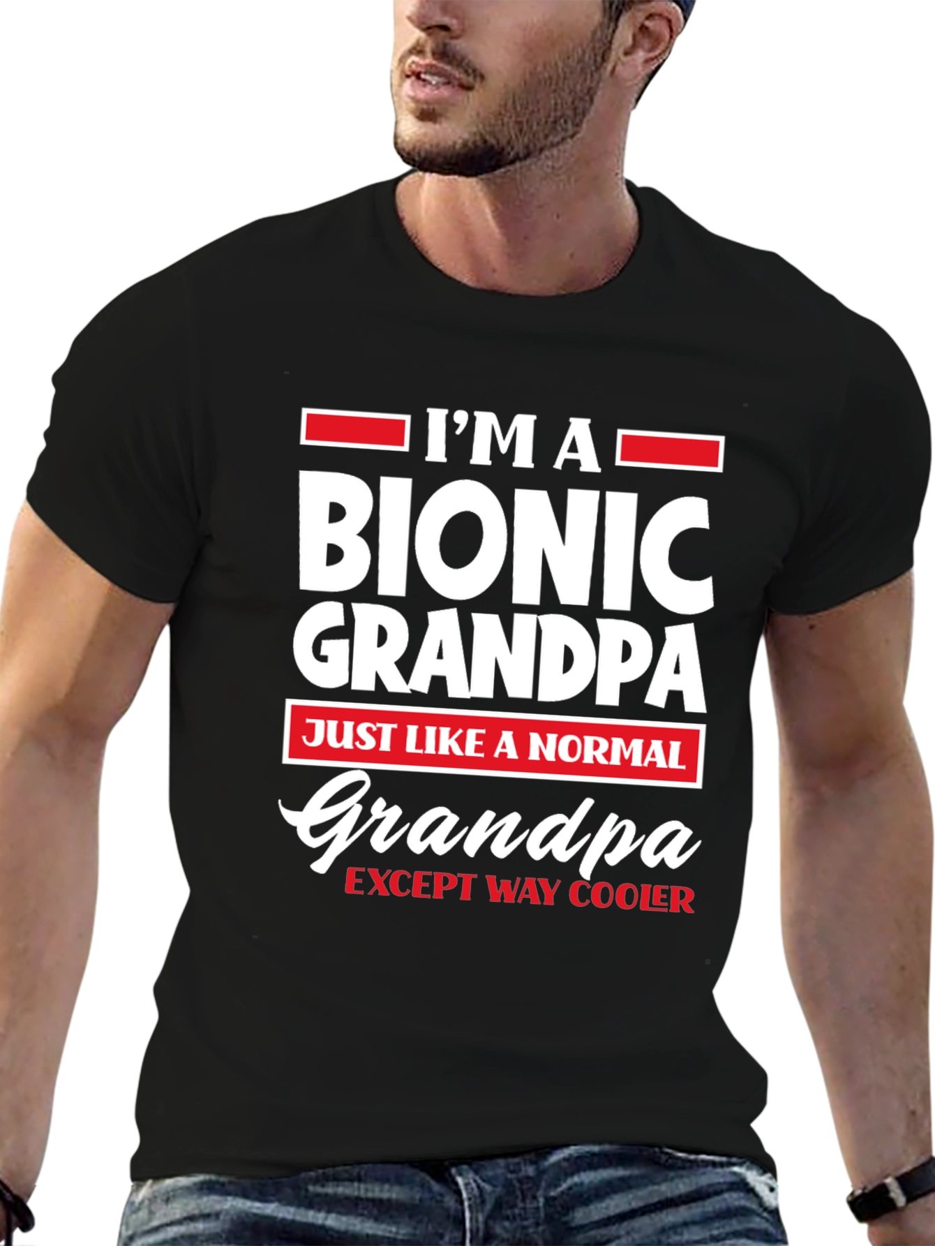 Black Bionic Grandpa T-Shirt - Except Way Cooler! view 6