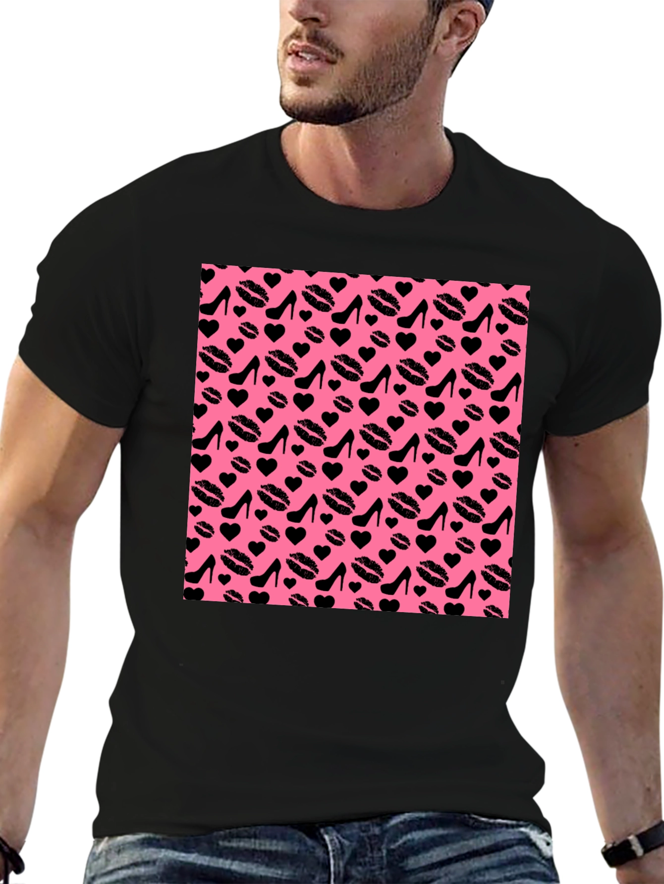 Black Fun Patterned T-Shirt view 6