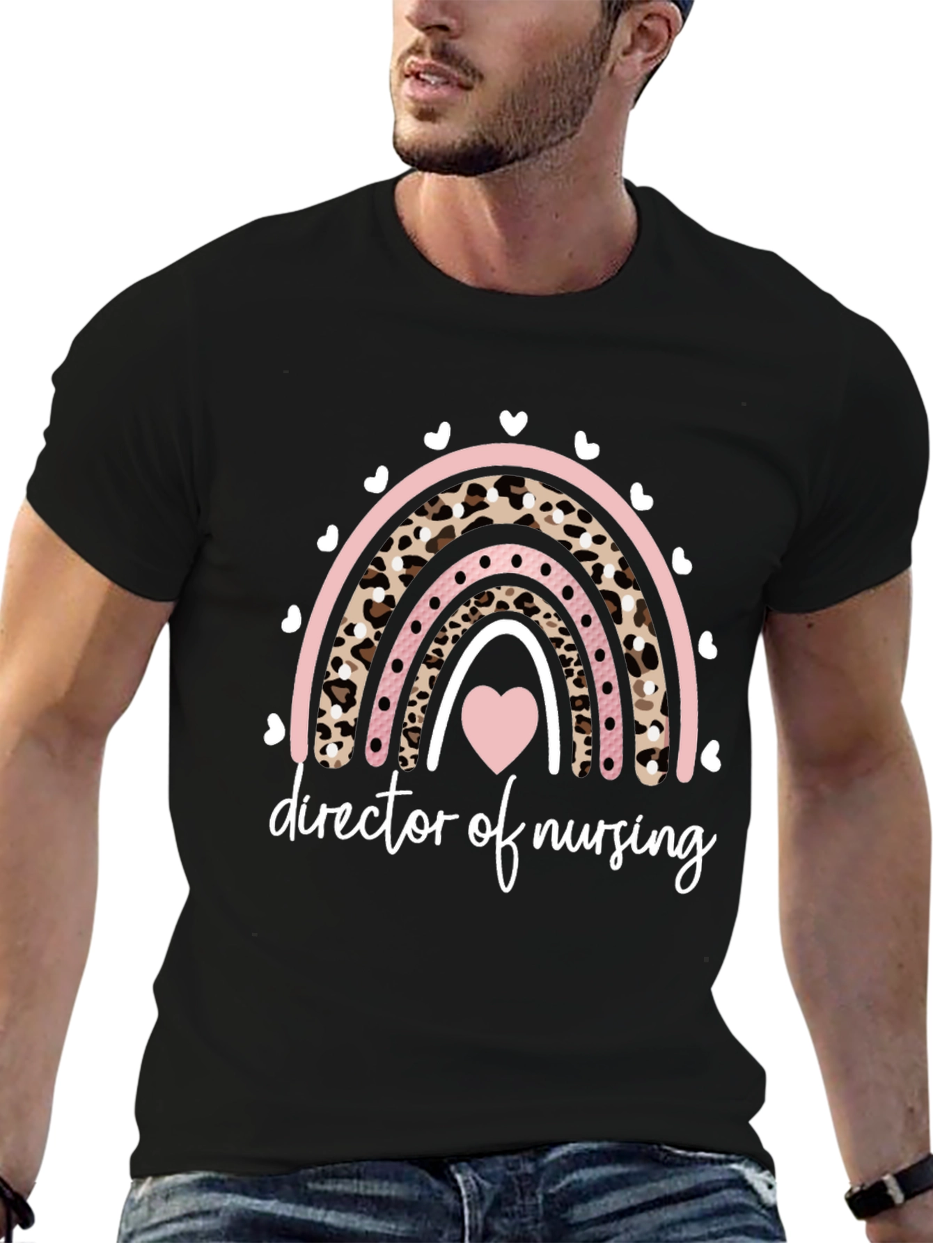 Black Director of Nursing Leopard Rainbow T-Shirt view 6