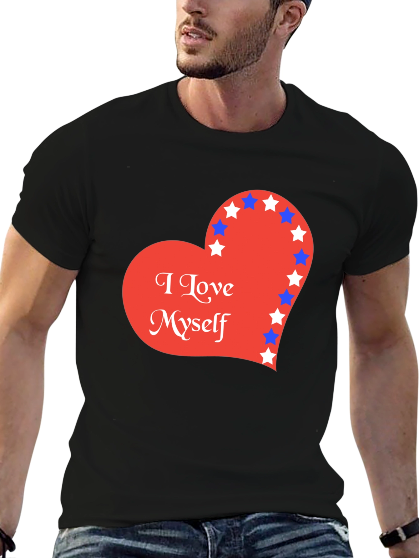 Black I Love Myself Heart Graphic Tee view 6