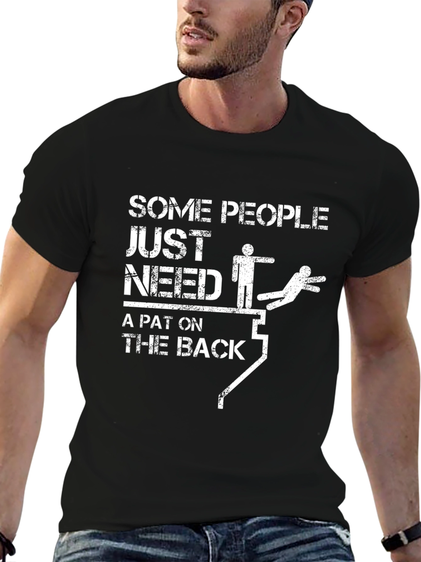 Black Sarcastic "Pat on the Back" Graphic Tee view 6