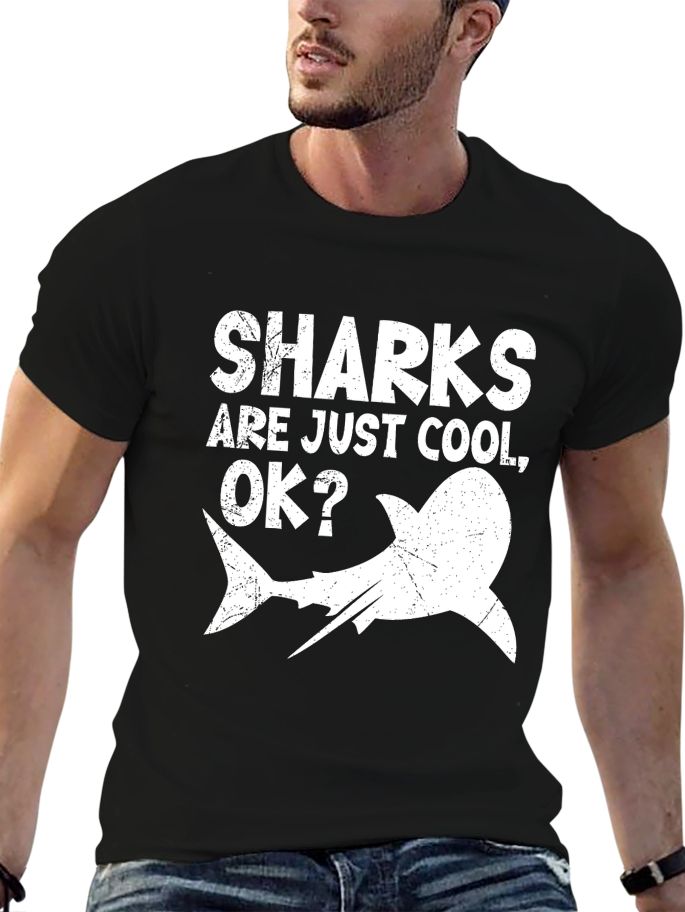 Black Sharks Are Just Cool OK? Men's Graphic T-Shirt view 6