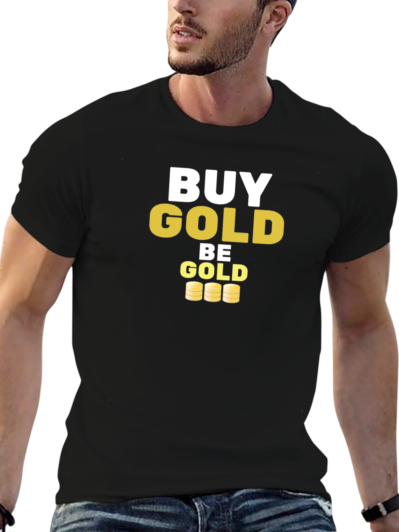 Black Buy Gold Be Gold Graphic Tee view 6
