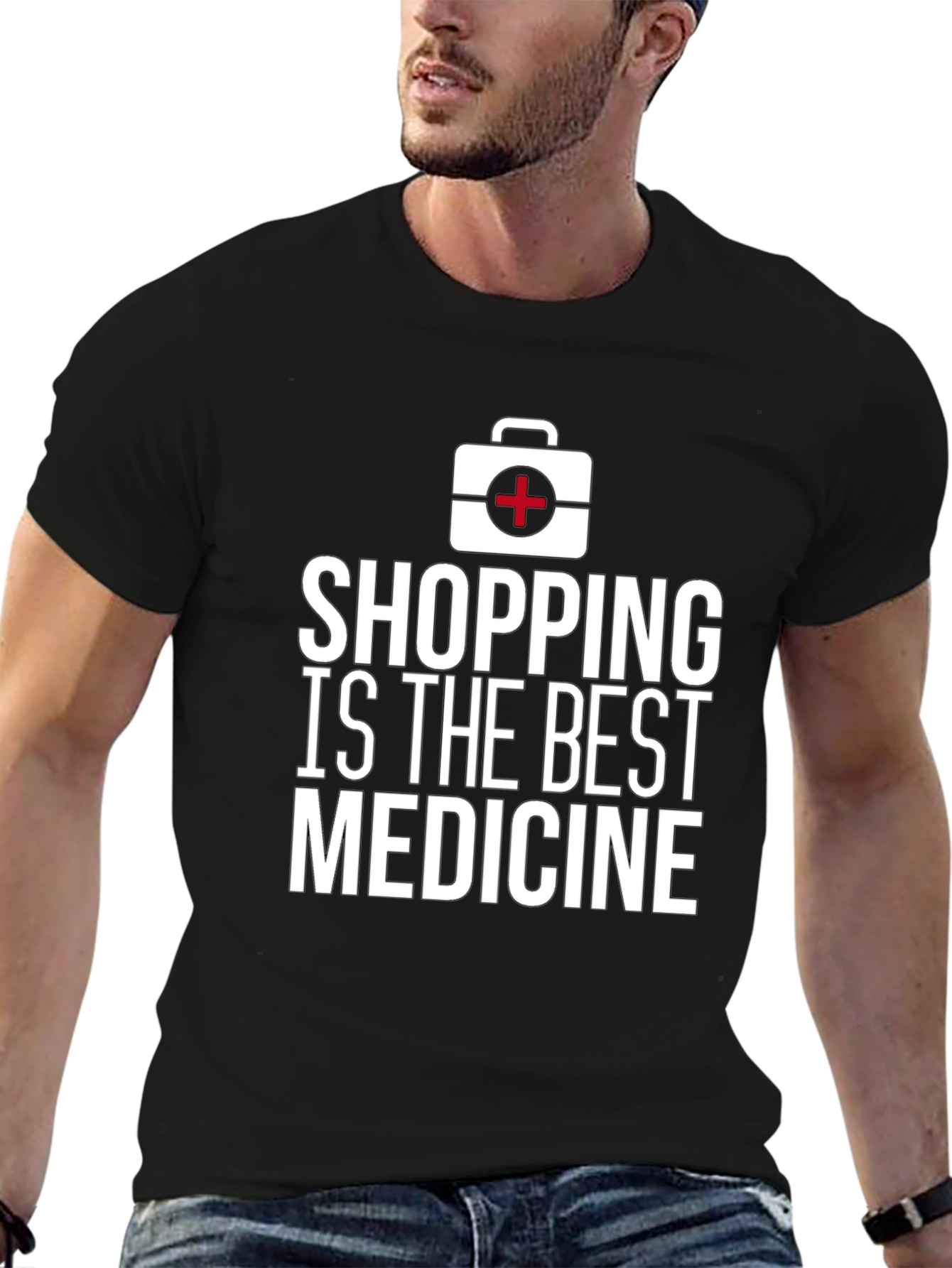 Black Shopping is The Best Medicine Graphic T-Shirt view 6