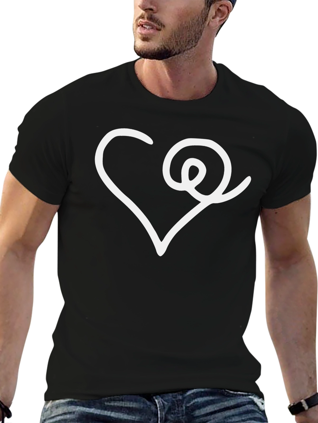 Black Heart Swirl Graphic Tee - Modern Design view 6