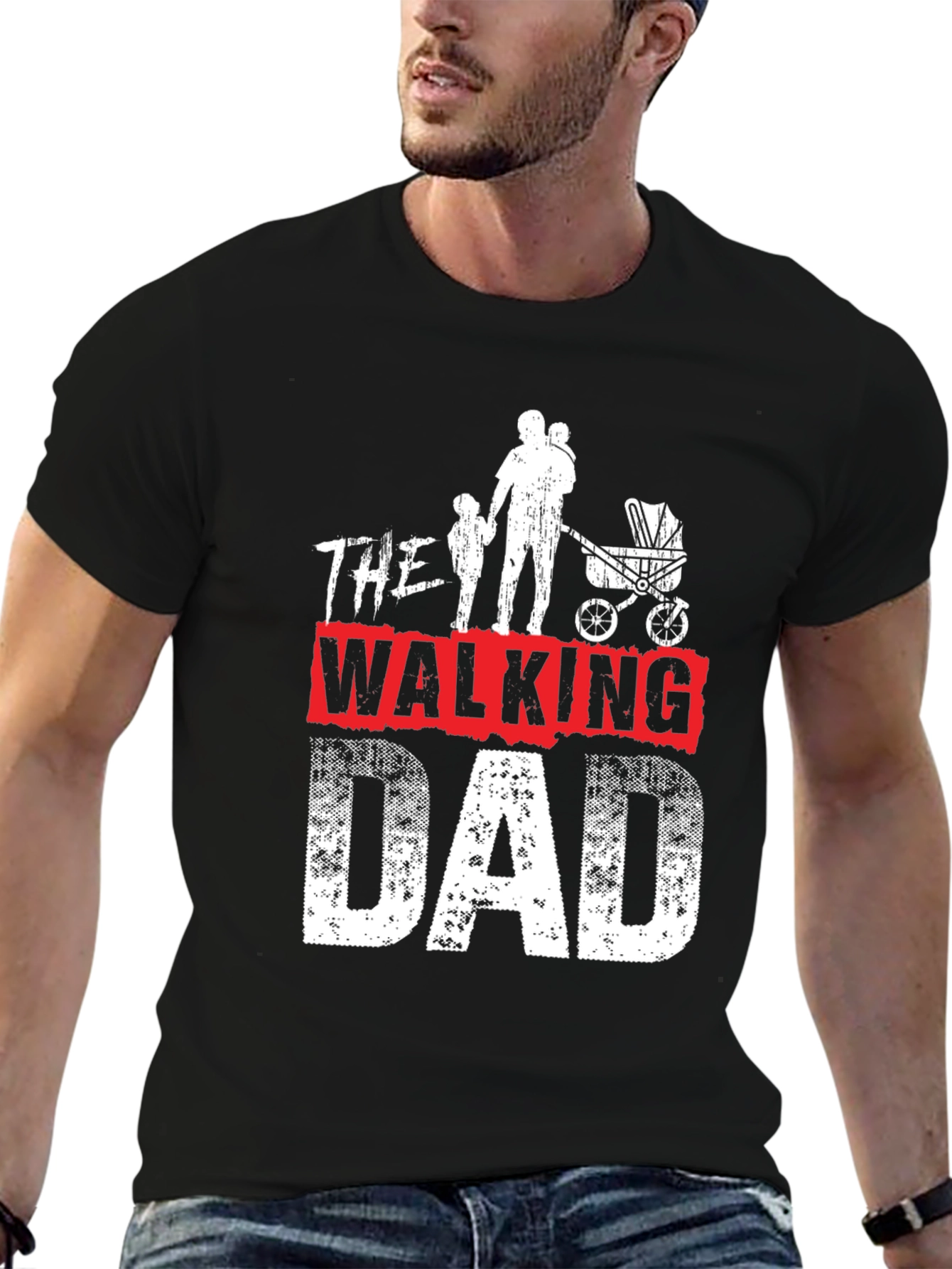 Black The Walking Dad Graphic T-Shirt - Father's Day Gift view 6