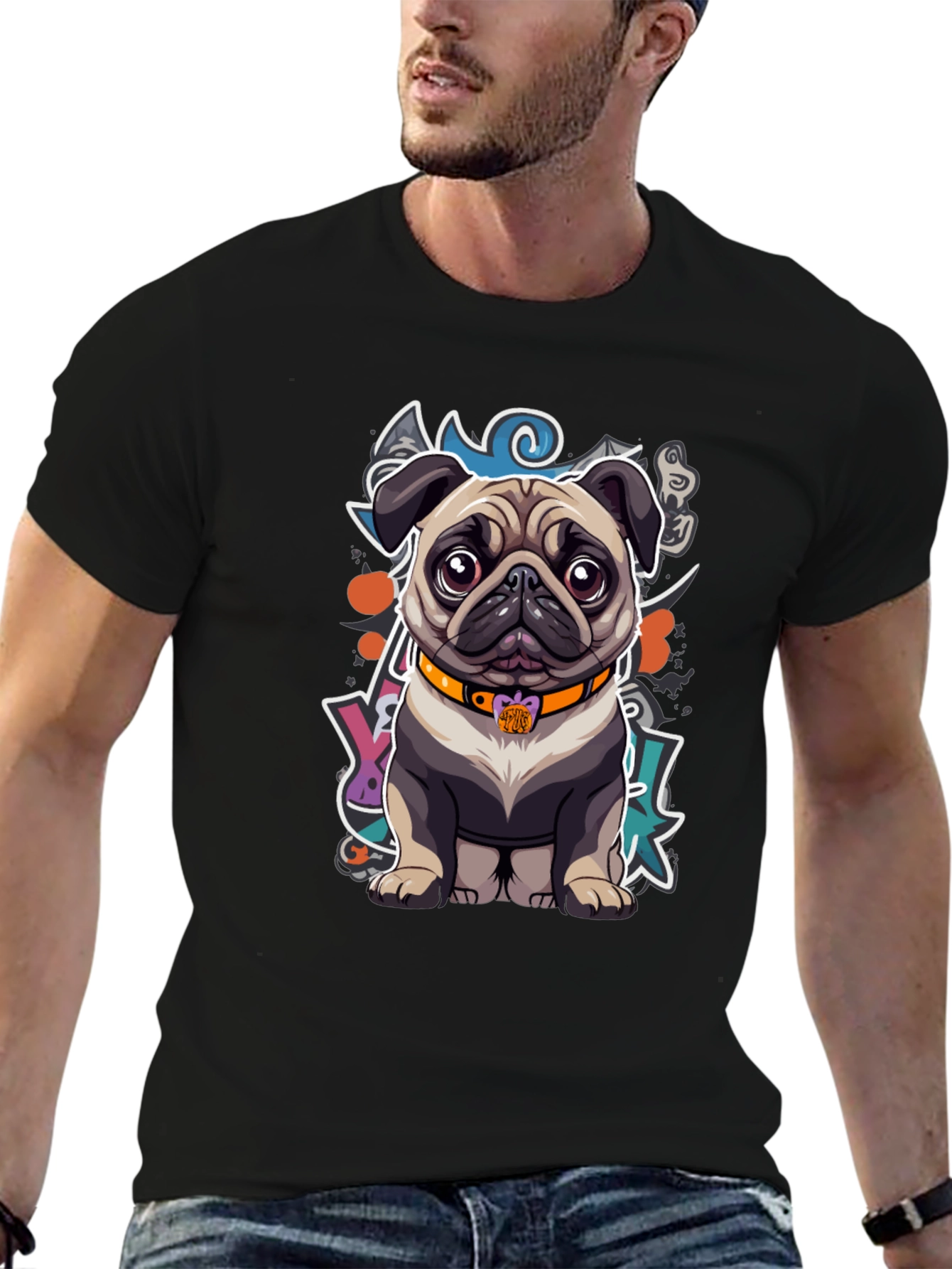 Black Pug Graphic T-Shirt view 6