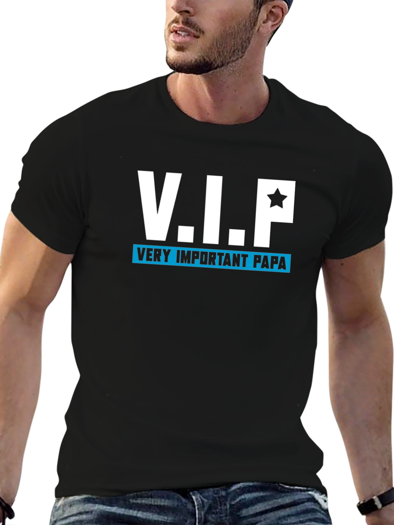 Black V.I.P. Very Important Papa Black T-Shirt view 6
