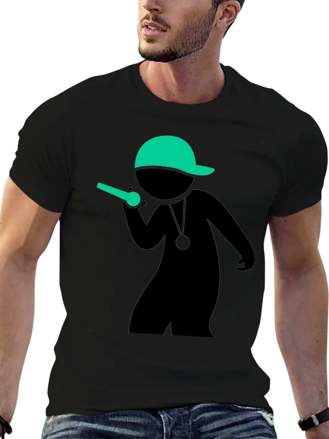 Black Cool MC Stick Figure Black T-Shirt view 6