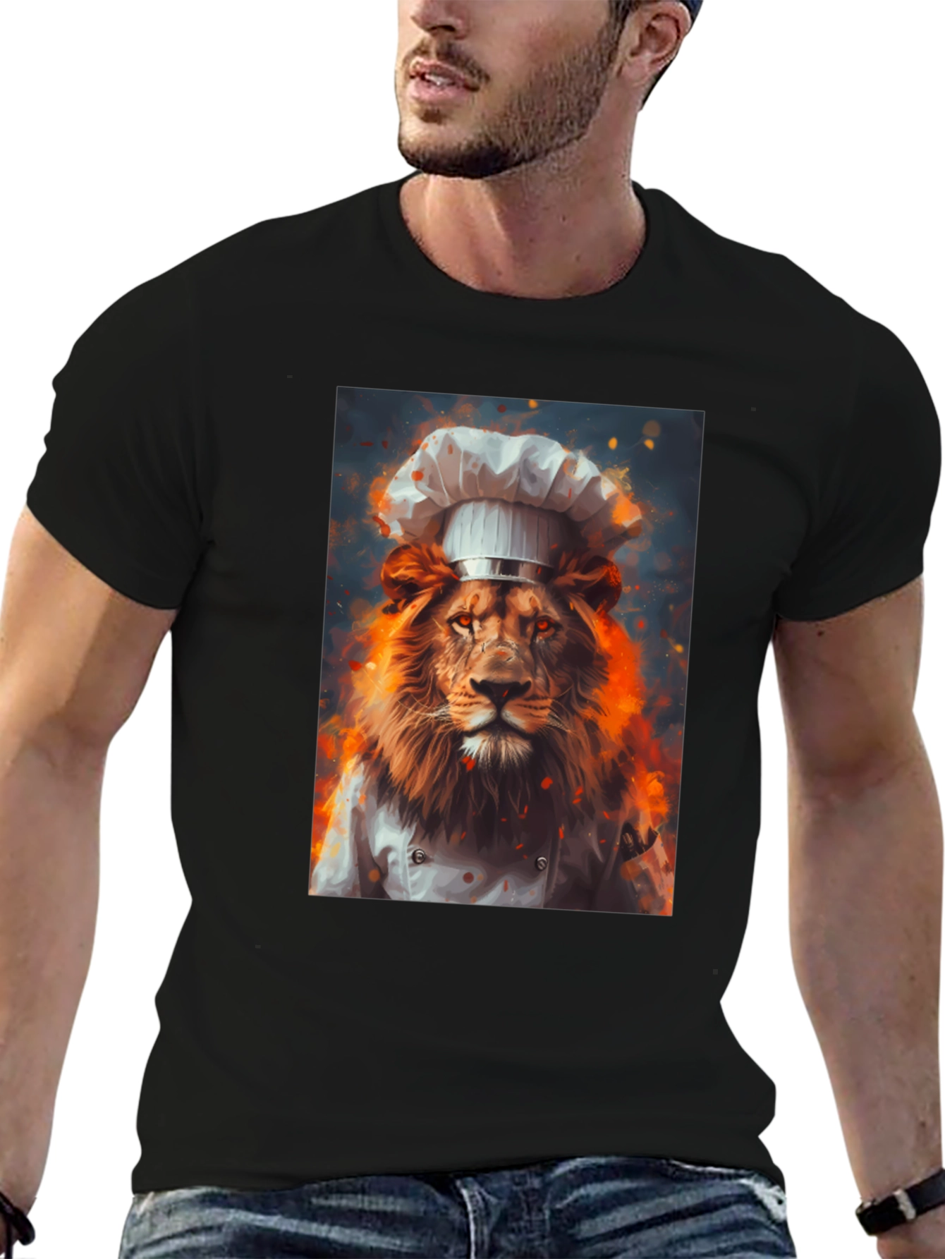 Black Chef Lion Graphic Tee - Men's Black T-Shirt view 6