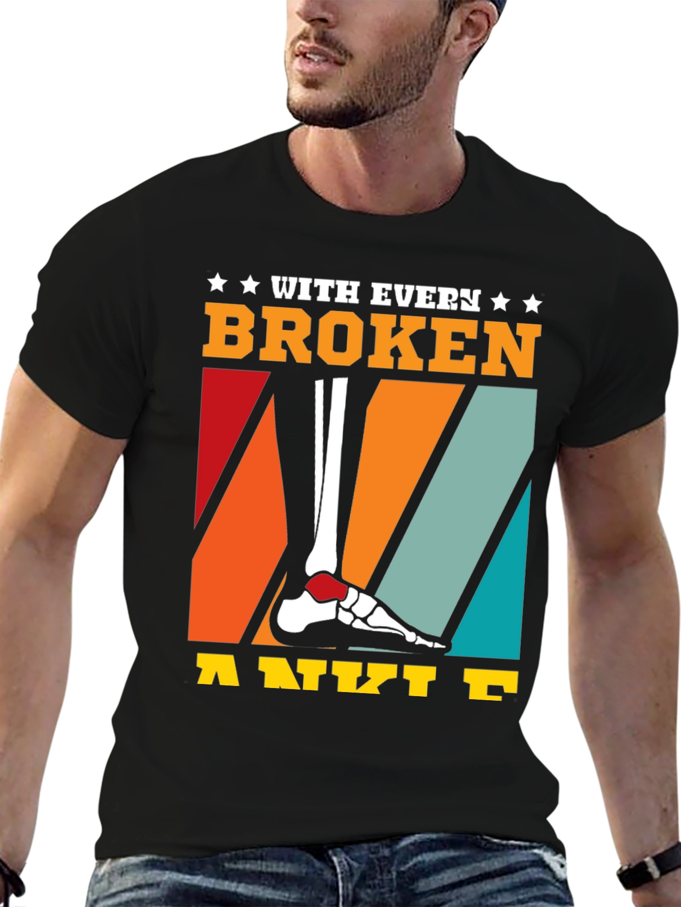 Black Broken Ankle T-Shirt - Humor Tee view 6
