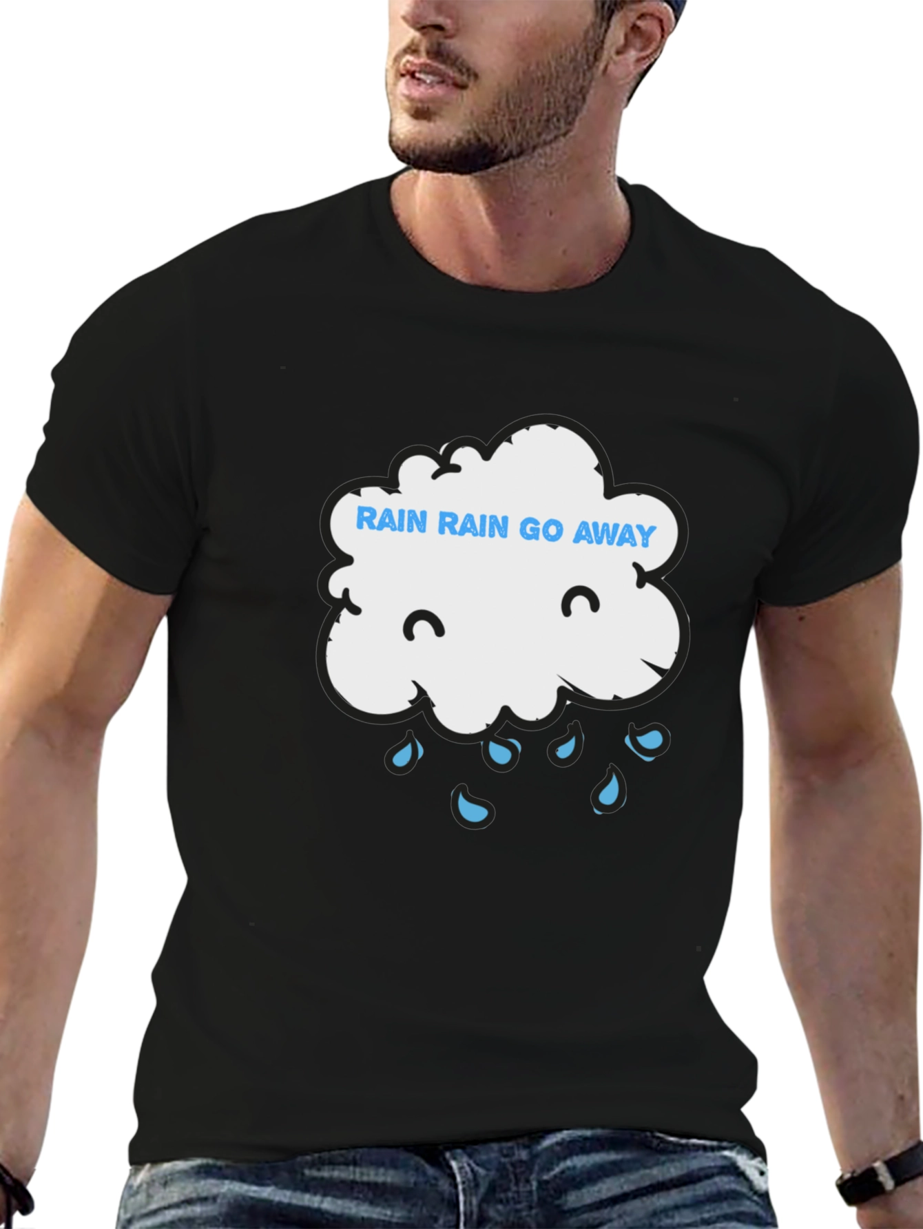 Black Rain Rain Go Away Graphic Tee - Unisex view 6