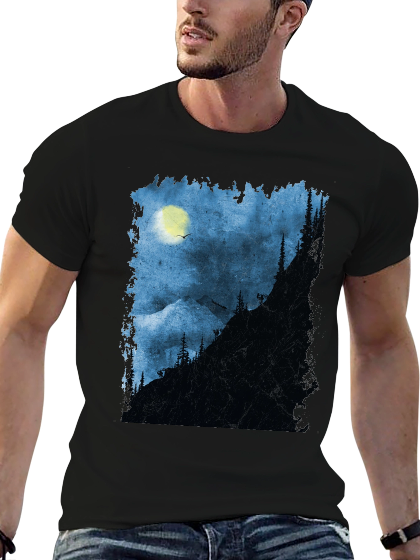 Black Night Mountain Adventure T-Shirt view 6