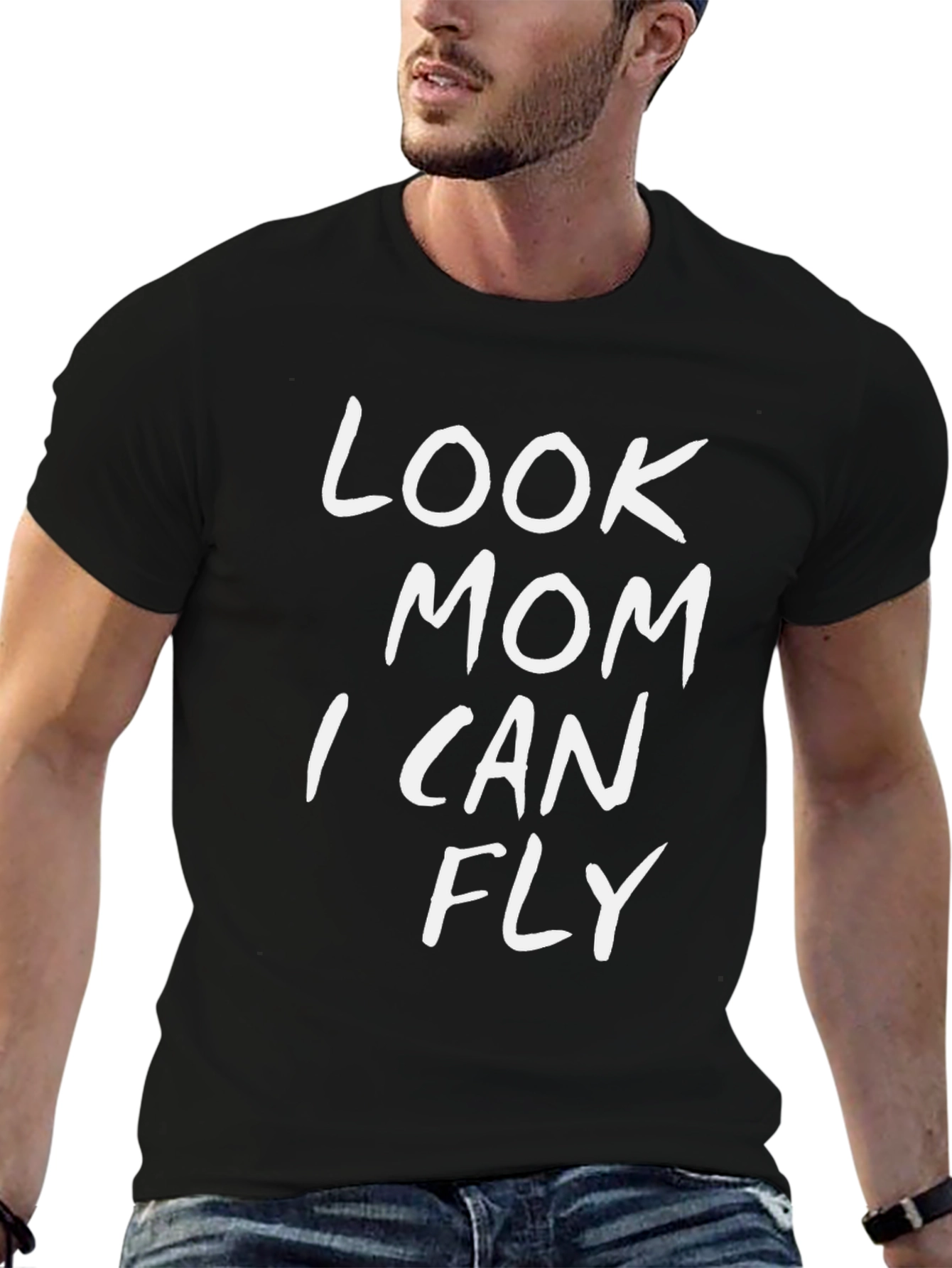 Black Look Mom I Can Fly T-Shirt view 6