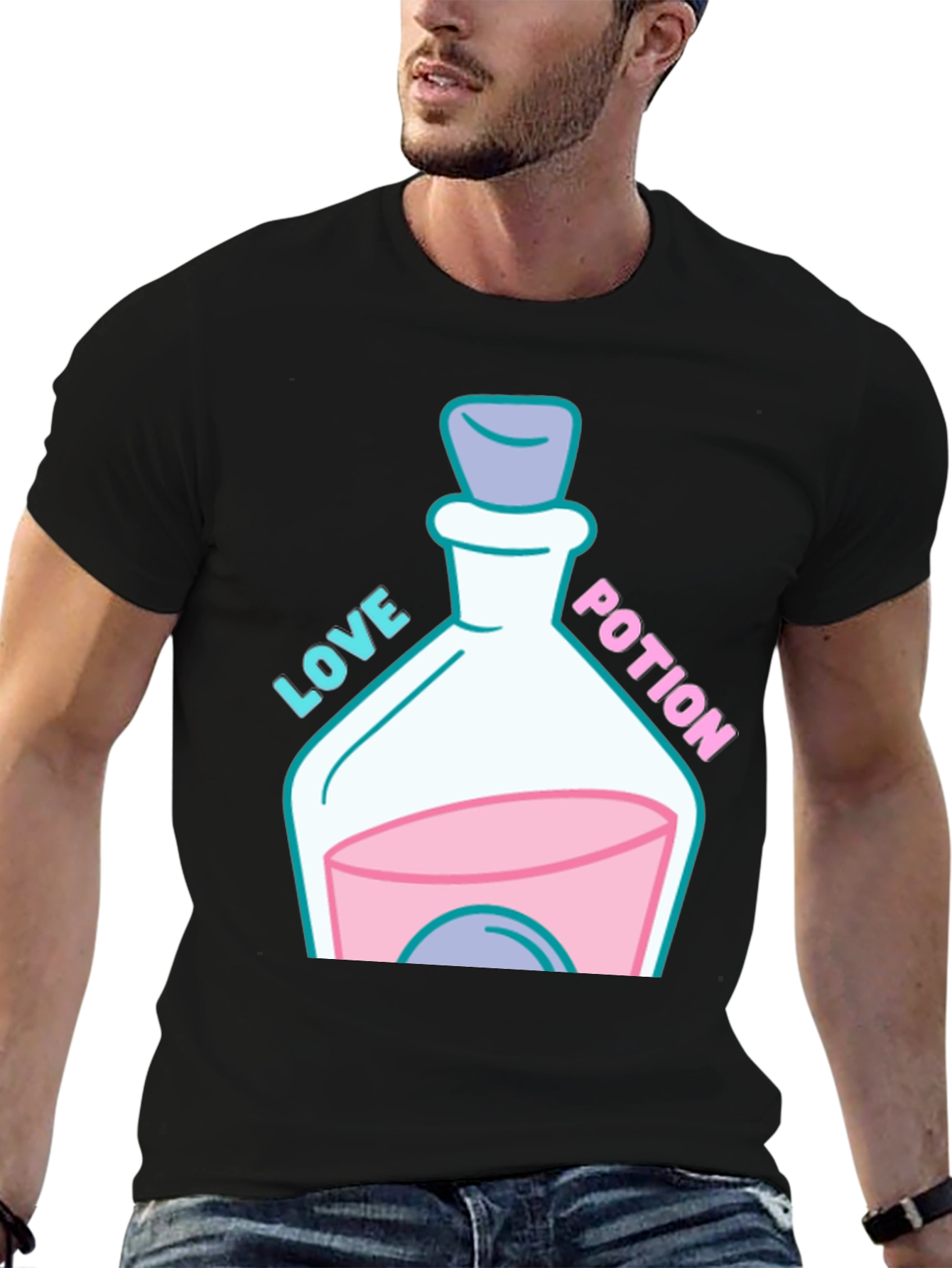 Black Love Potion Graphic T-Shirt - Quirky & Fun Design view 6