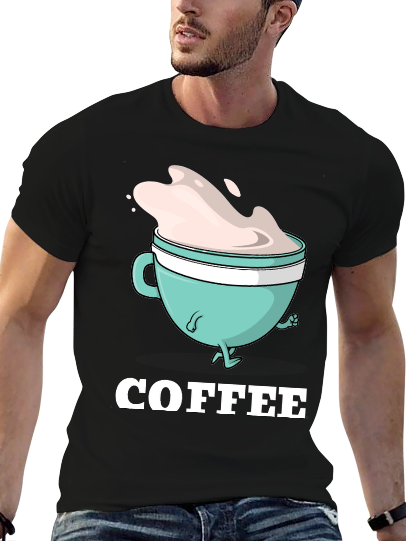 Black Coffee Cartoon Graphic T-Shirt view 6
