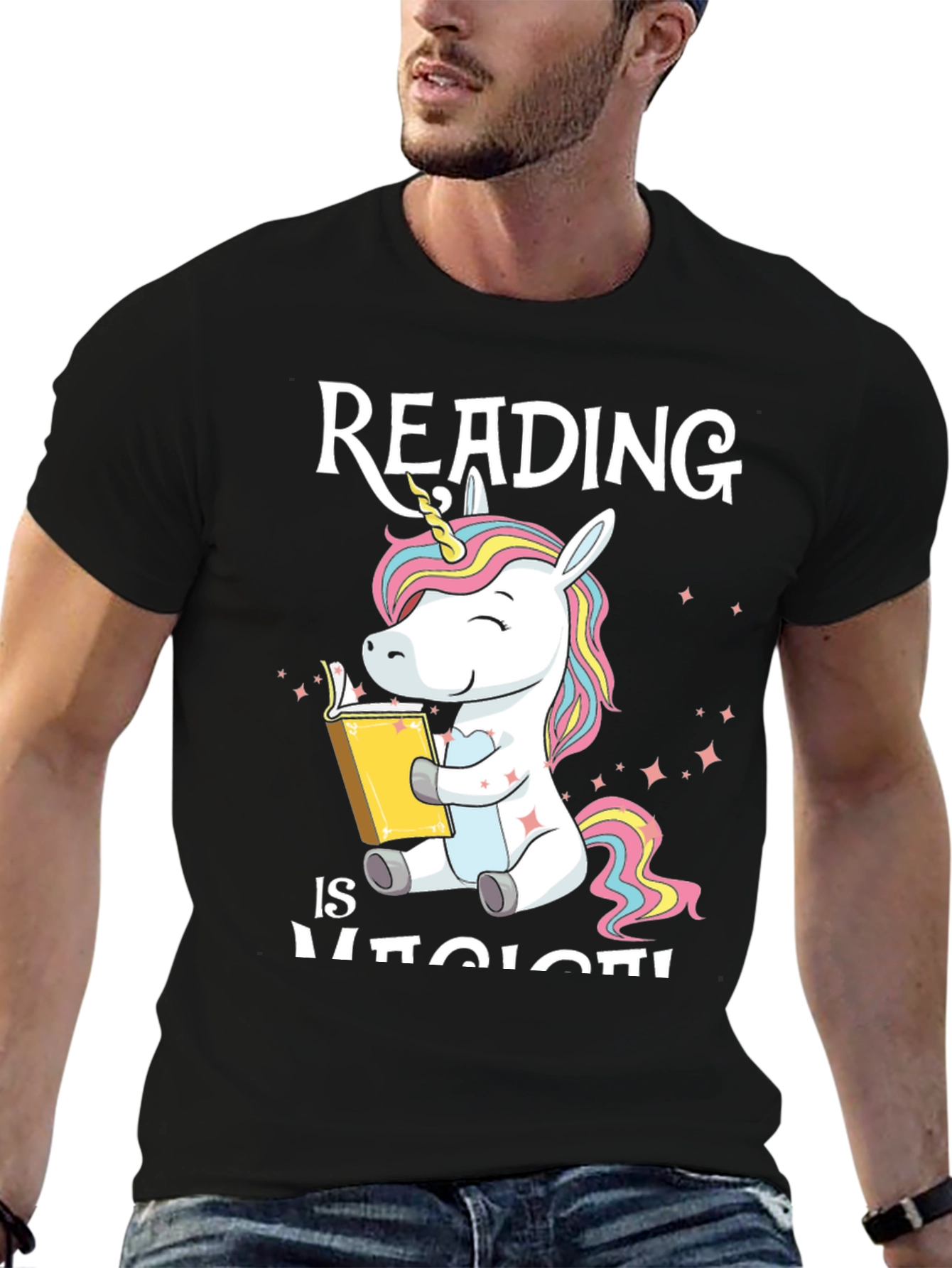 Black Unicorn Reading T-Shirt: Magical Book Lover Tee view 6