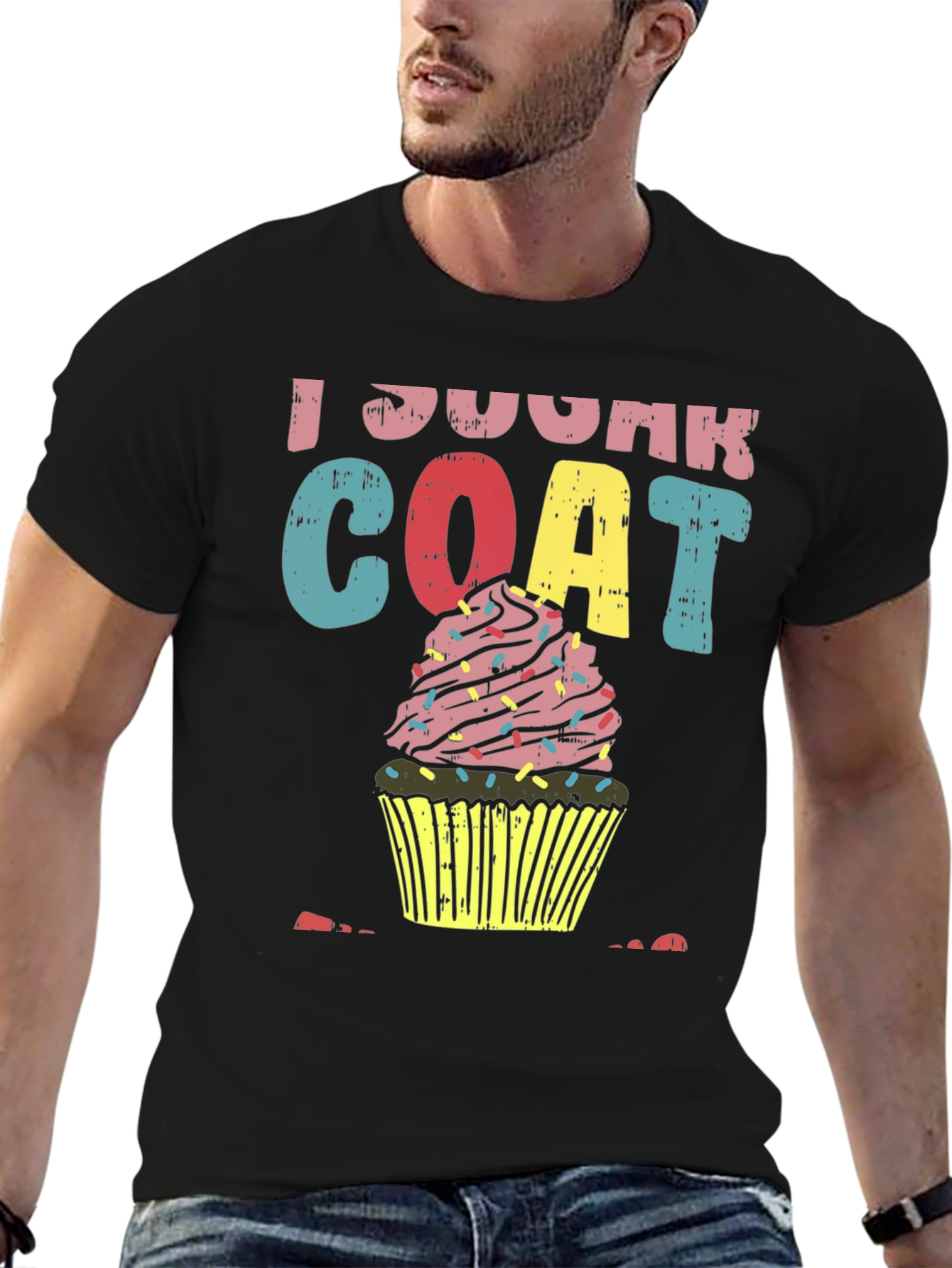 Black I Sugar Coat Tee - Fun Cupcake Shirt view 6